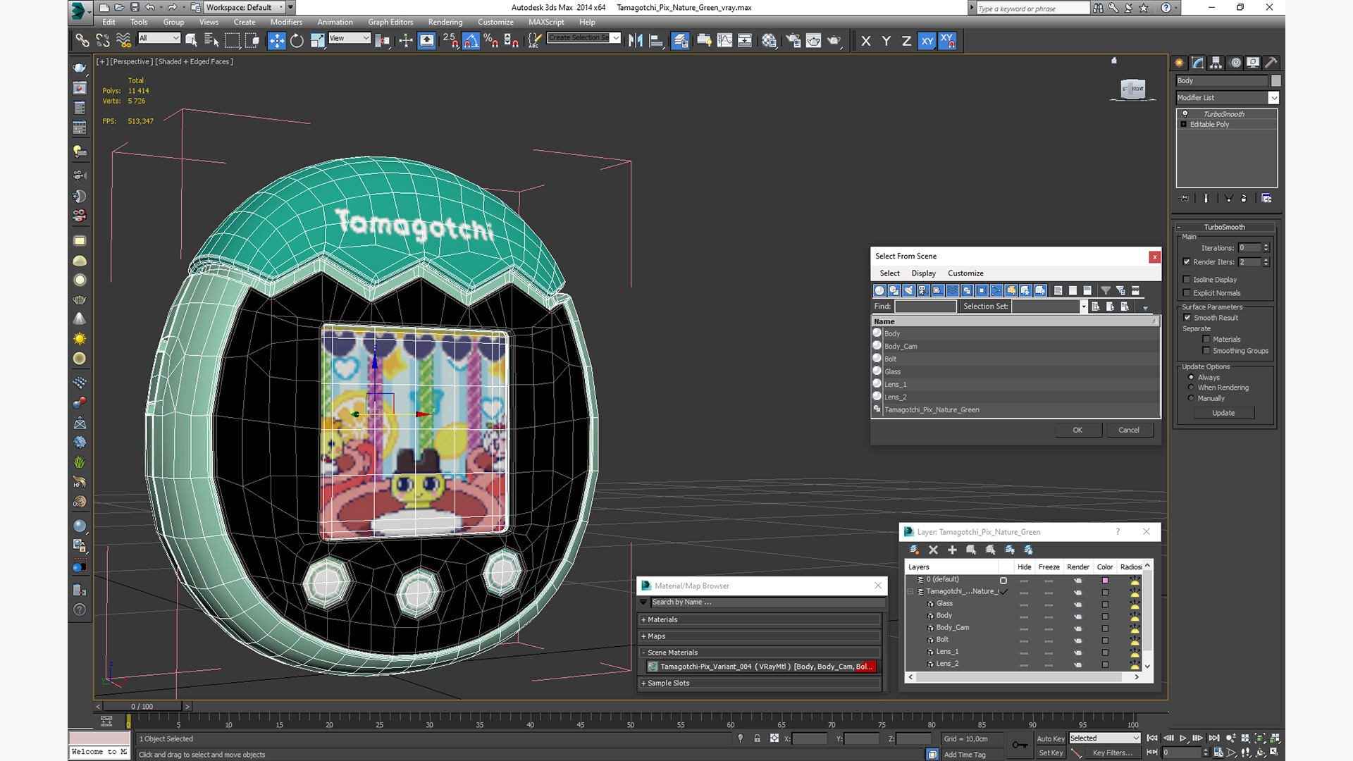 Tamagotchi Pix Nature Green 3D