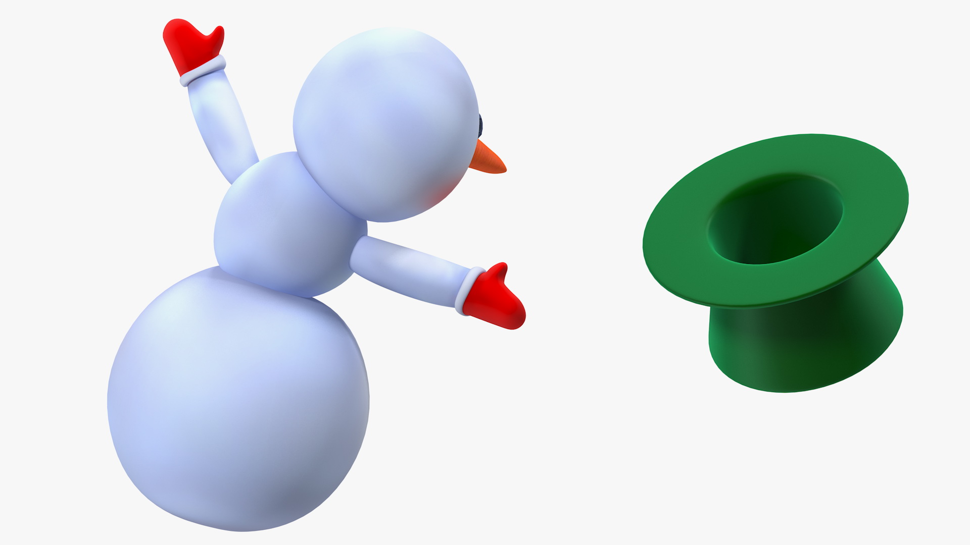 3D Smiling Cartoon Snowman model