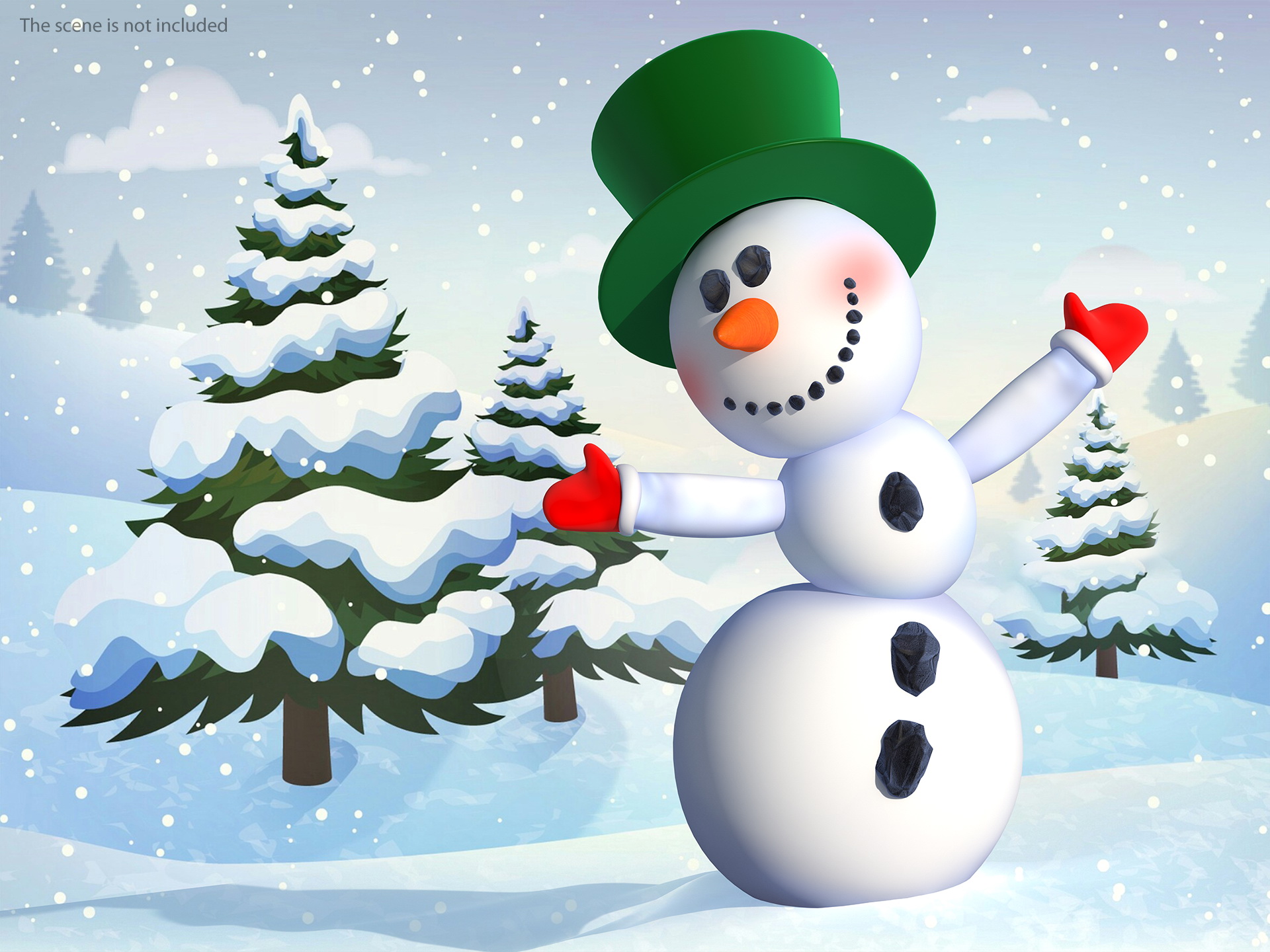 3D Smiling Cartoon Snowman model