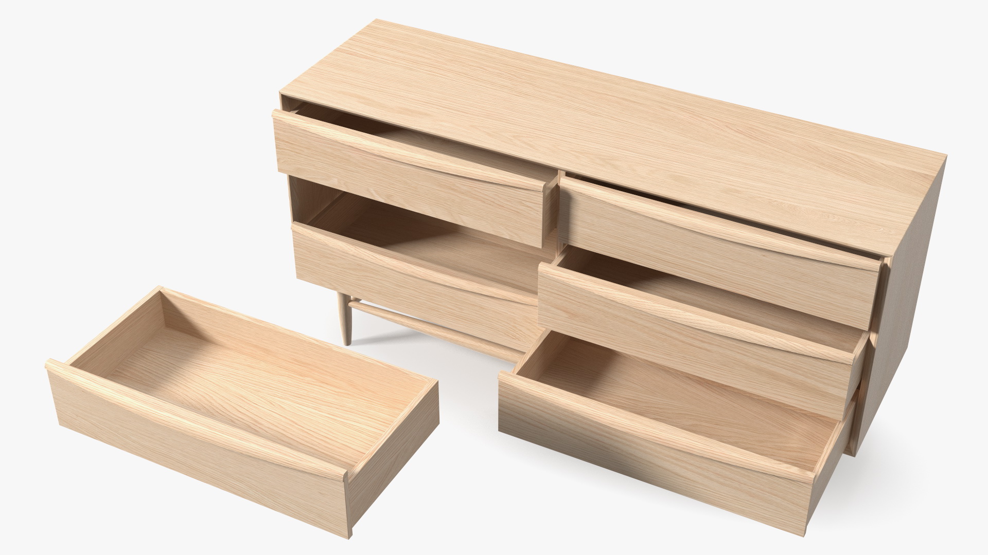 3D Lenia Solid White Oak Wood Sideboard