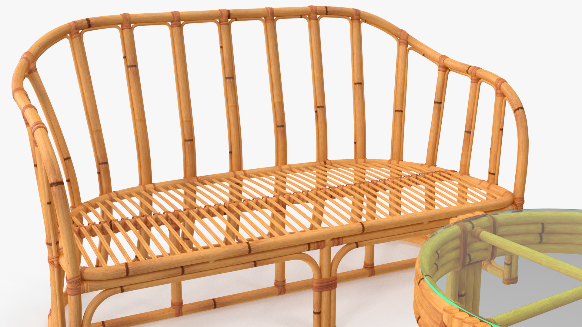 3D Vintage Bamboo Furniture Set model