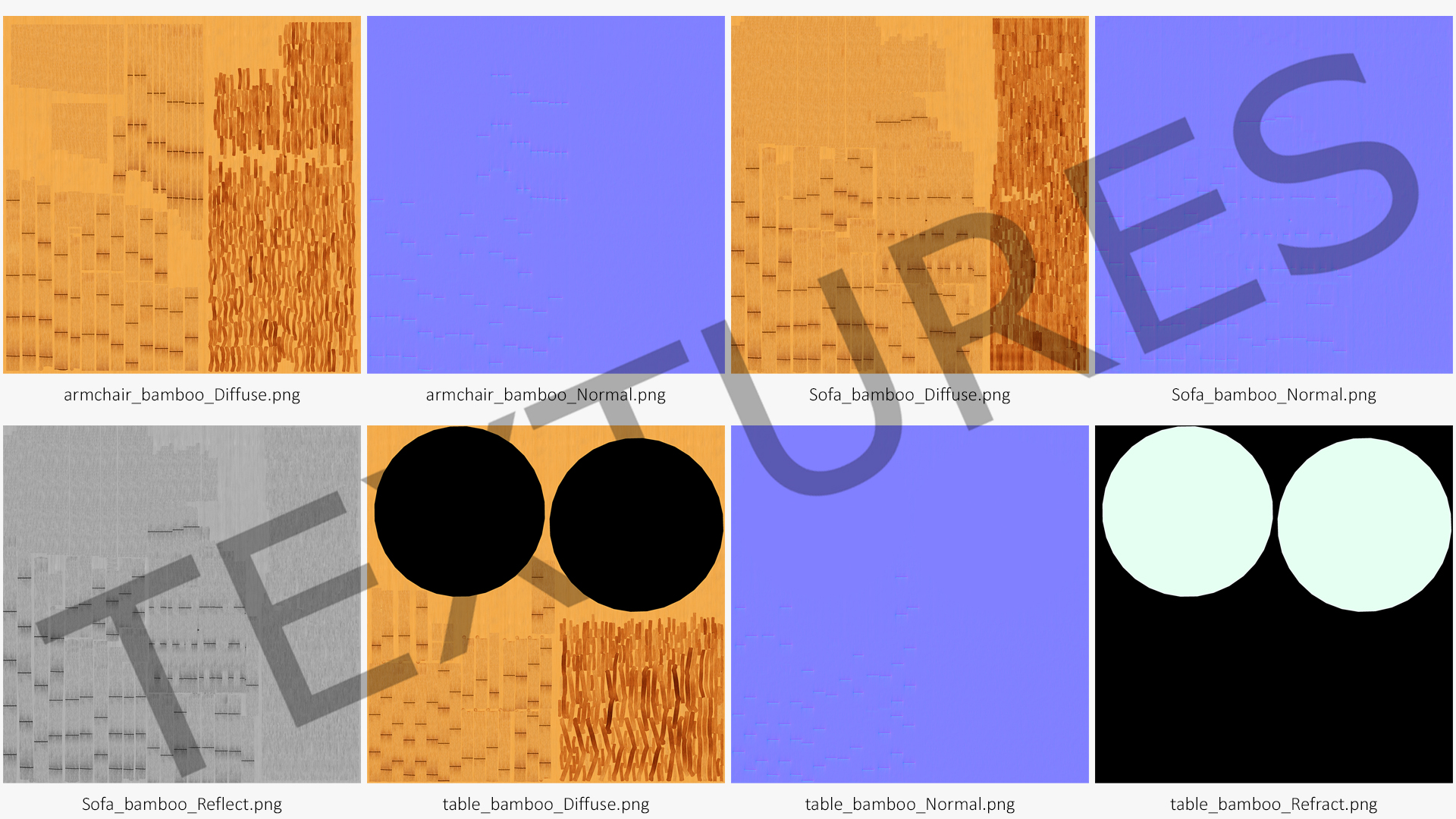 3D Vintage Bamboo Furniture Set model