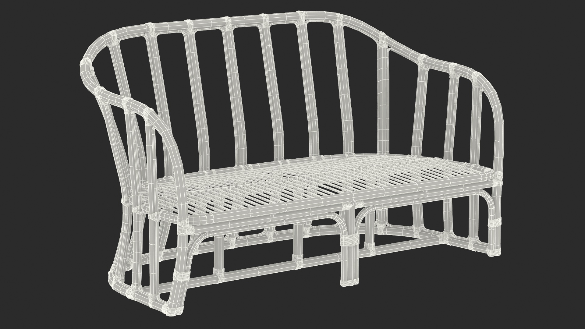 3D Vintage Bamboo Furniture Set model