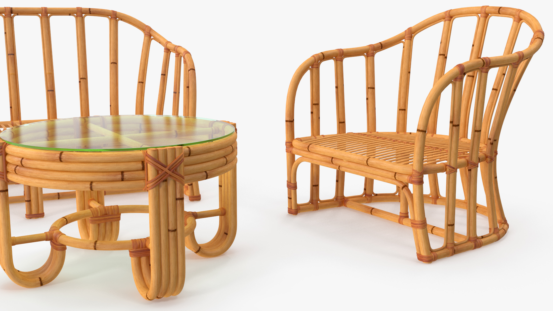 3D Vintage Bamboo Furniture Set model