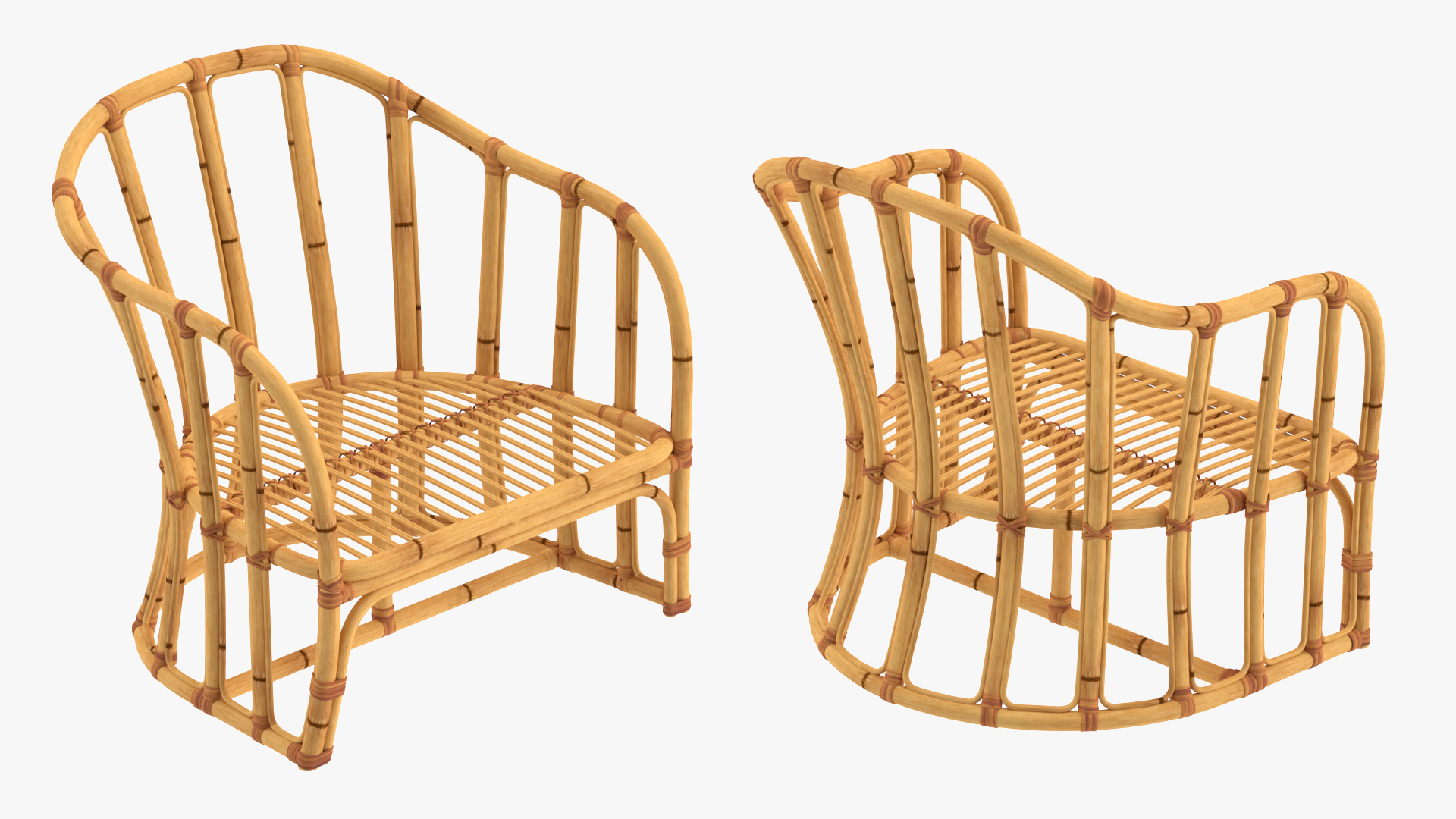 3D Vintage Bamboo Furniture Set model