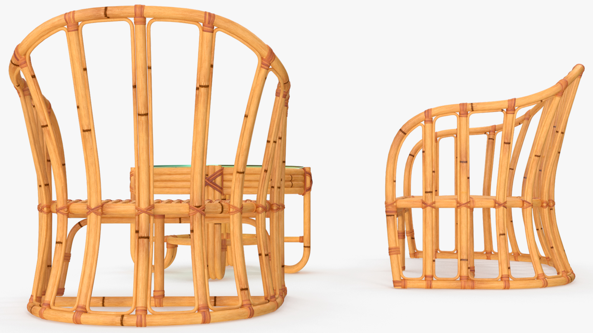 3D Vintage Bamboo Furniture Set model