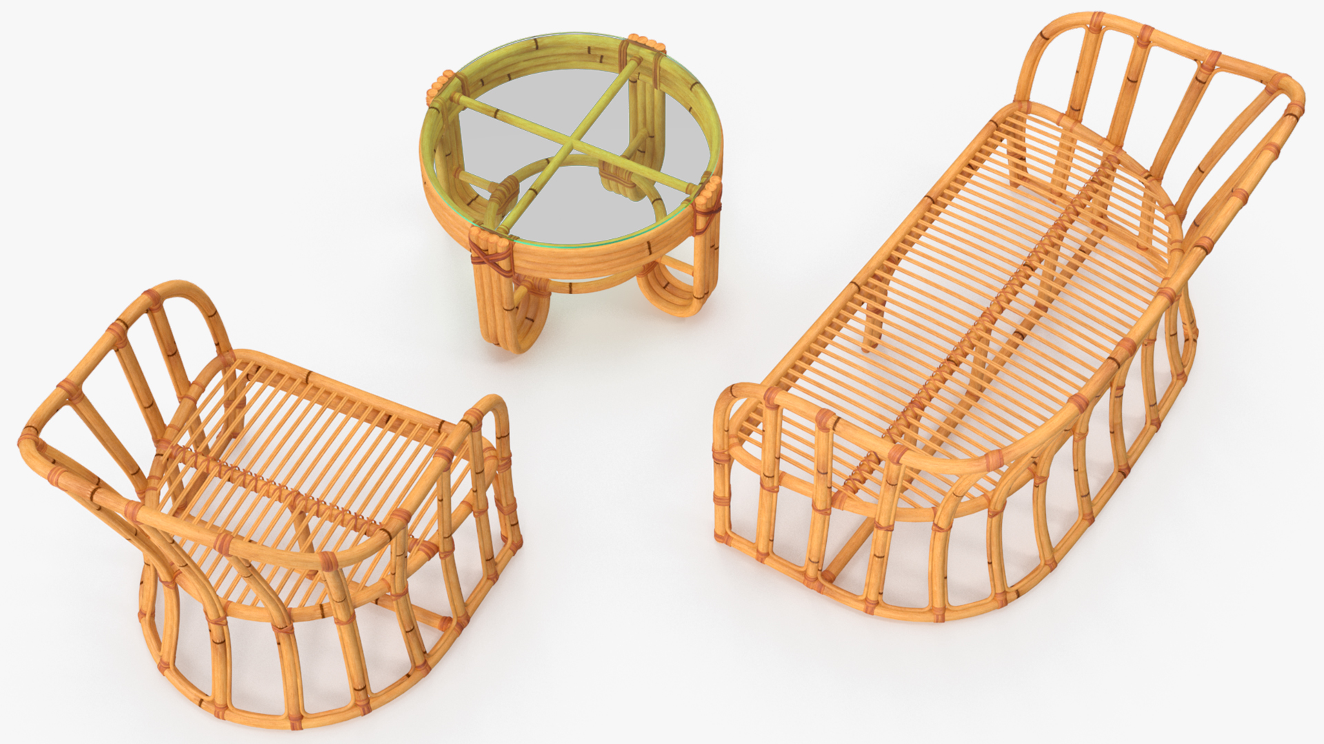 3D Vintage Bamboo Furniture Set model
