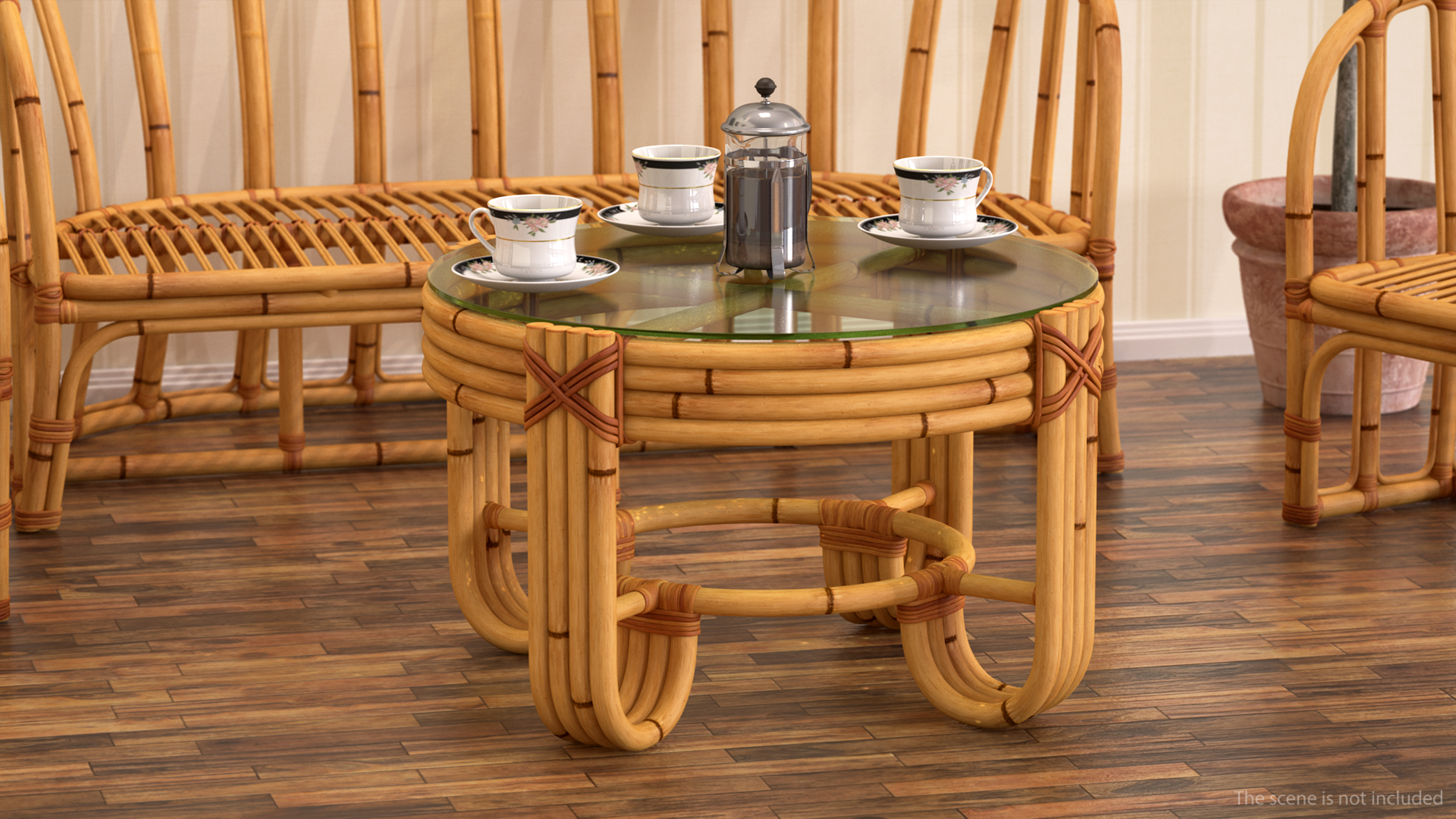 3D Vintage Bamboo Furniture Set model