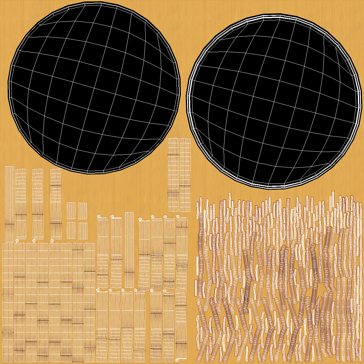 3D Vintage Bamboo Furniture Set model