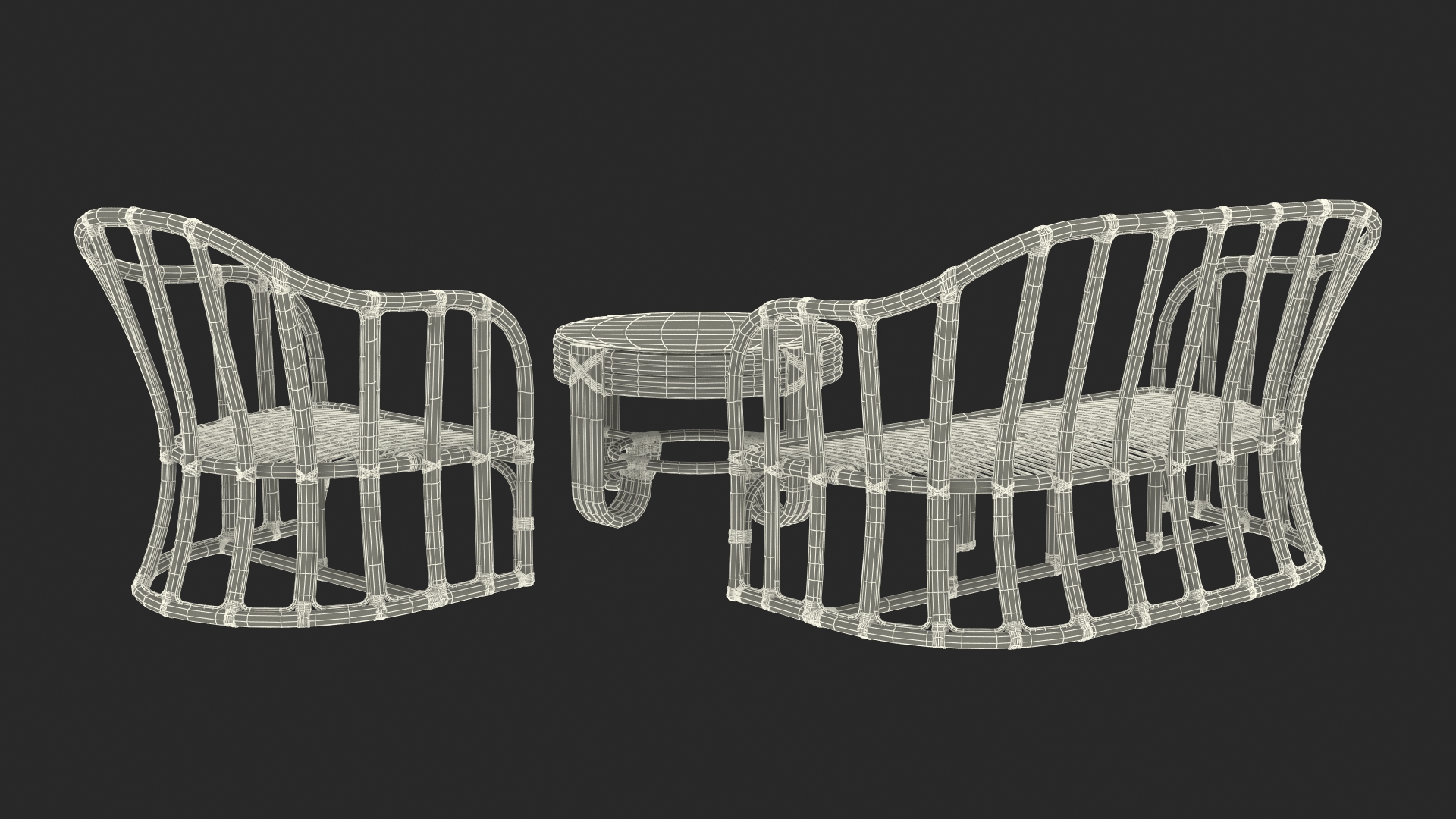 3D Vintage Bamboo Furniture Set model