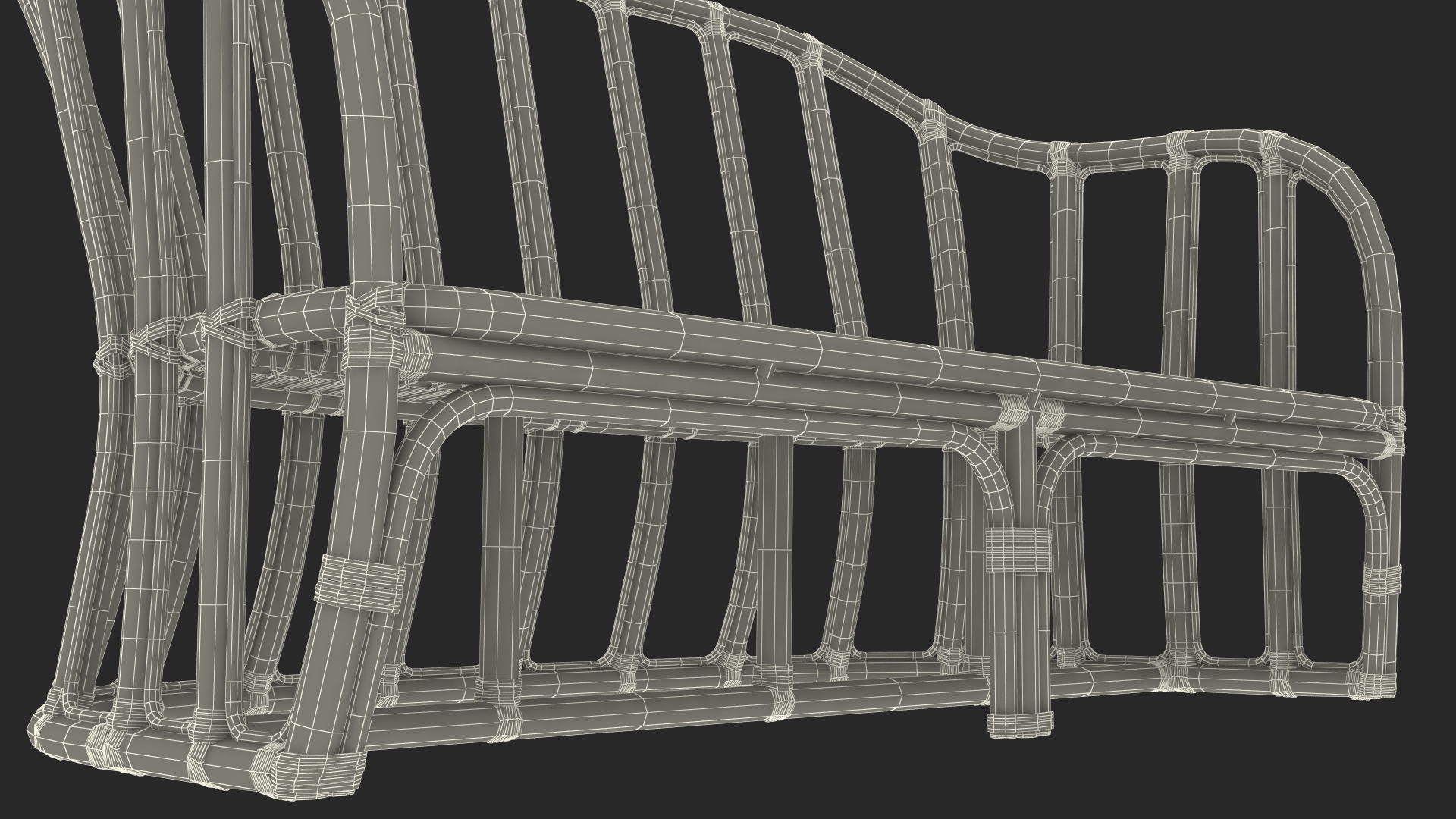 3D Vintage Bamboo Furniture Set model