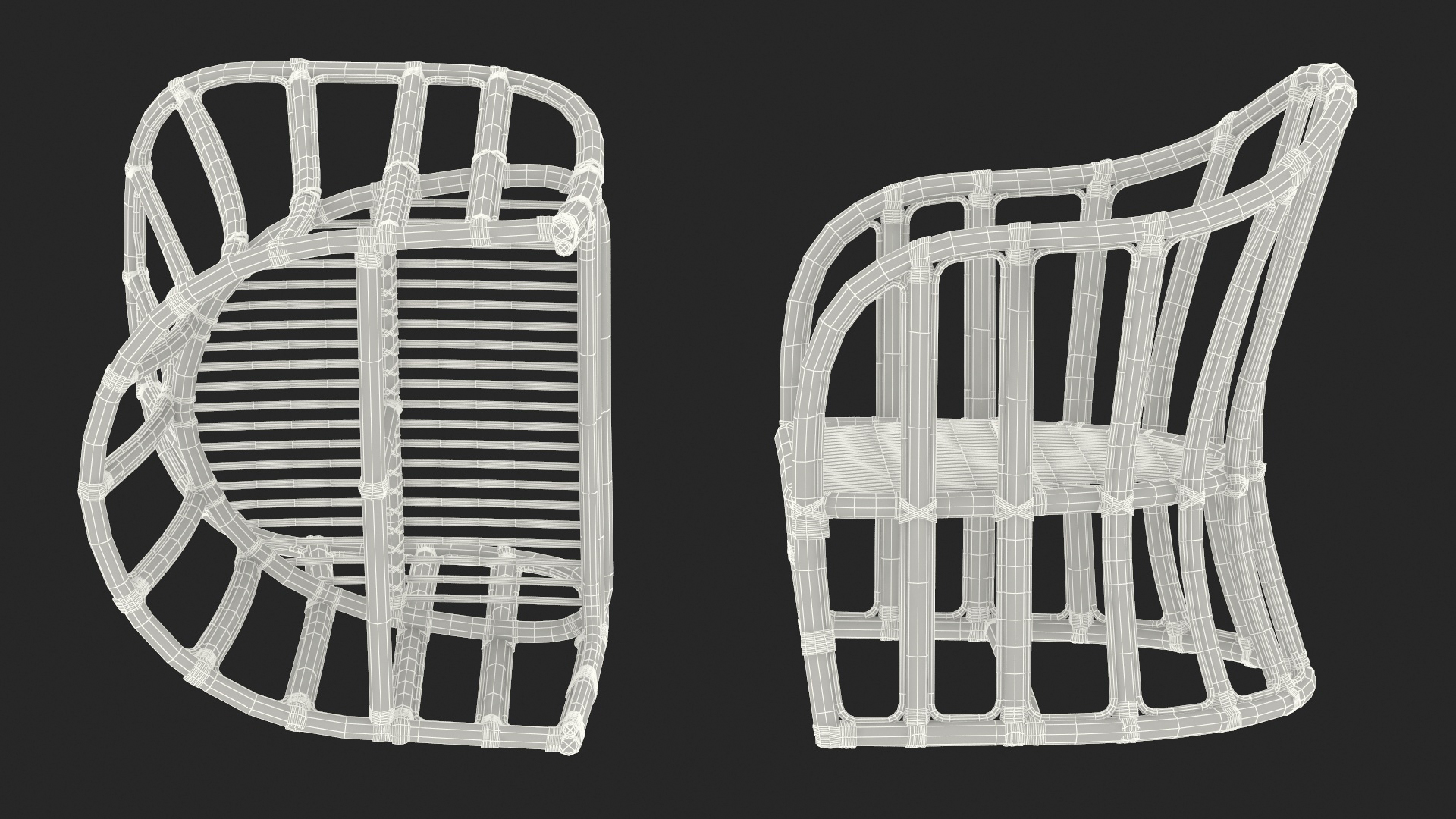 3D Vintage Bamboo Furniture Set model