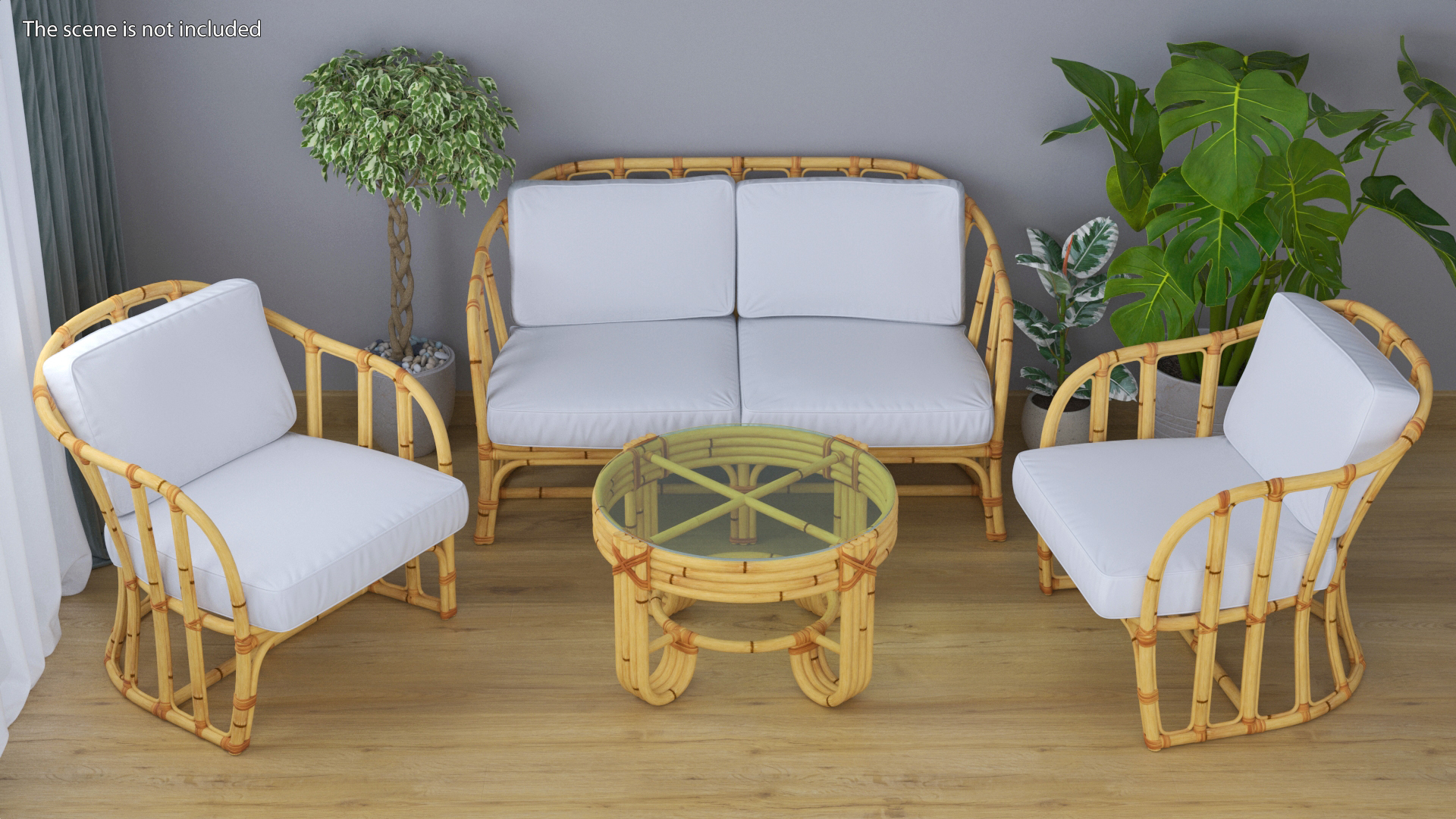 3D Vintage Bamboo Furniture Set model