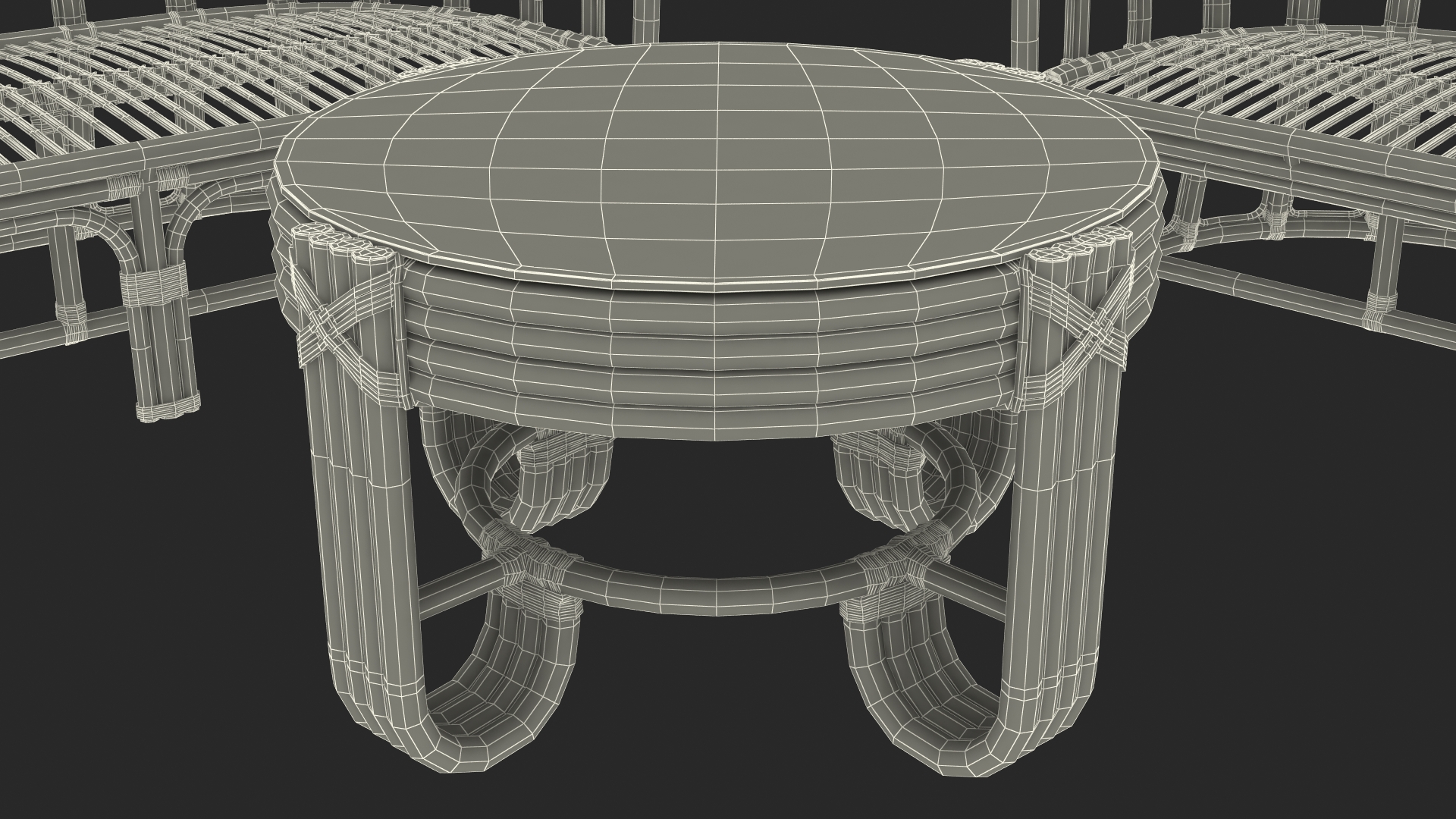 3D Vintage Bamboo Furniture Set model