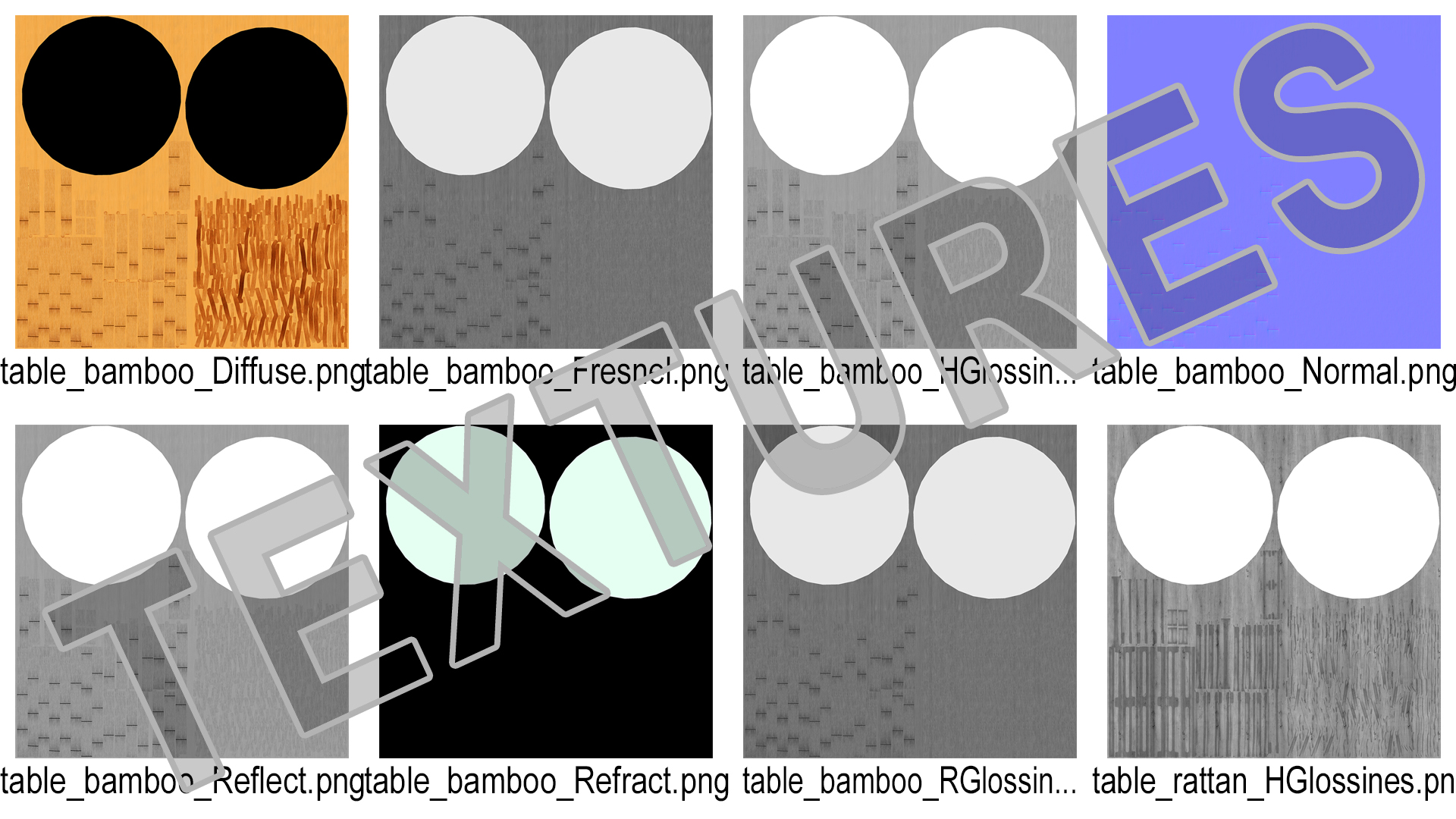 3D Vintage Bamboo Furniture Set model
