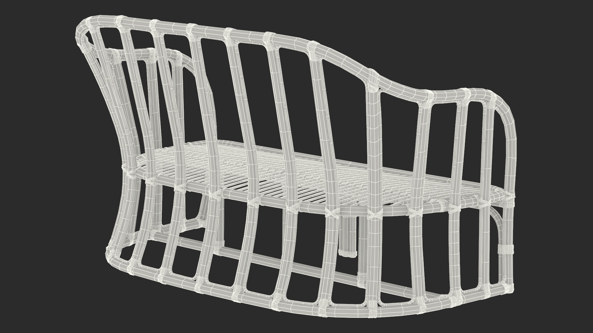 3D Vintage Bamboo Furniture Set model