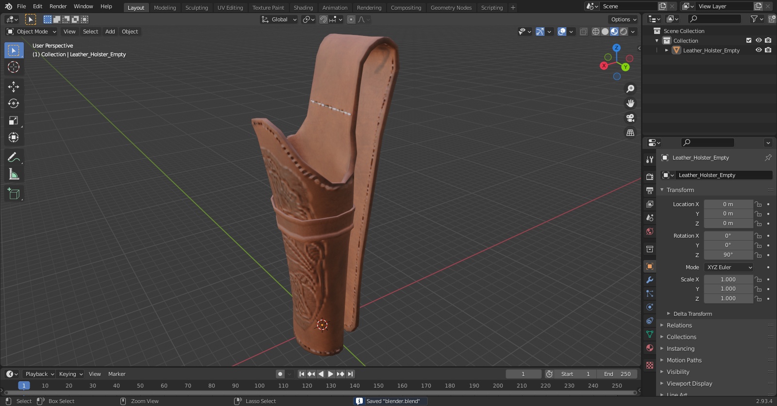 3D Leather Holster Empty