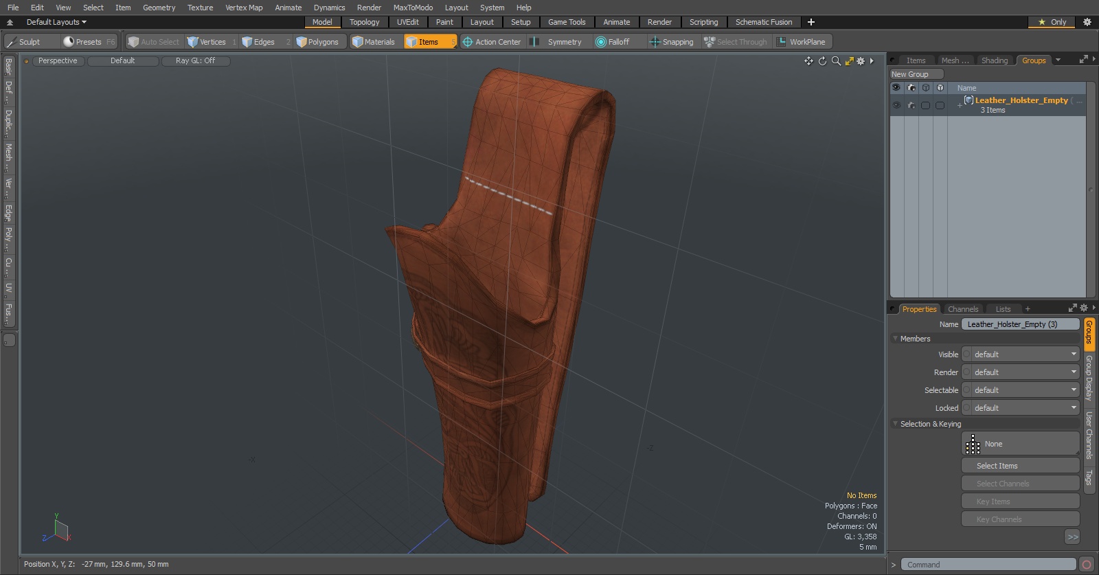 3D Leather Holster Empty