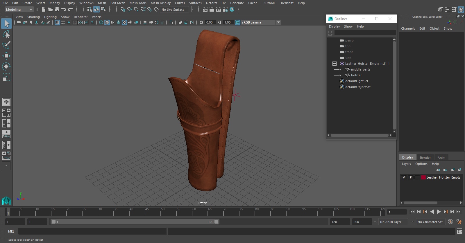 3D Leather Holster Empty