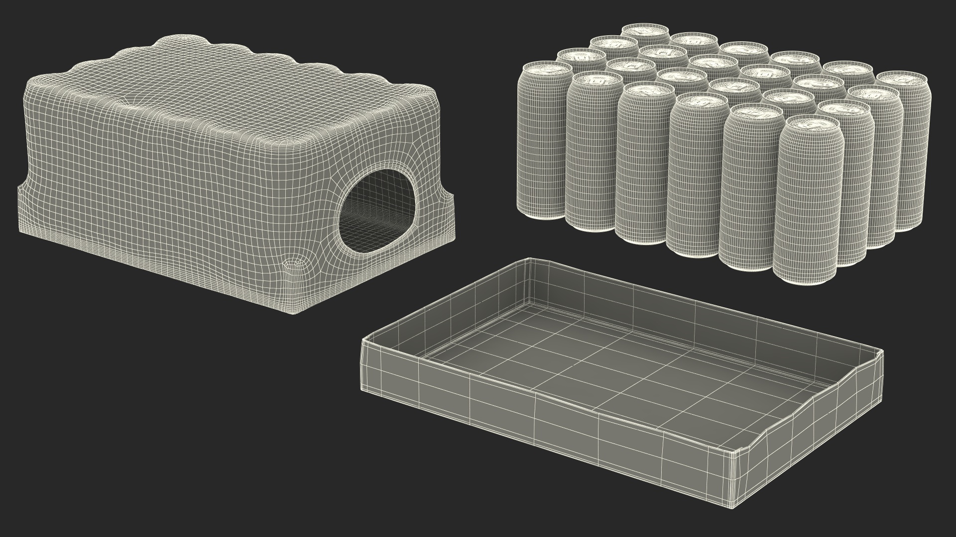 3D Transparent Pack with 24pcs 500ml Aluminium Cans model