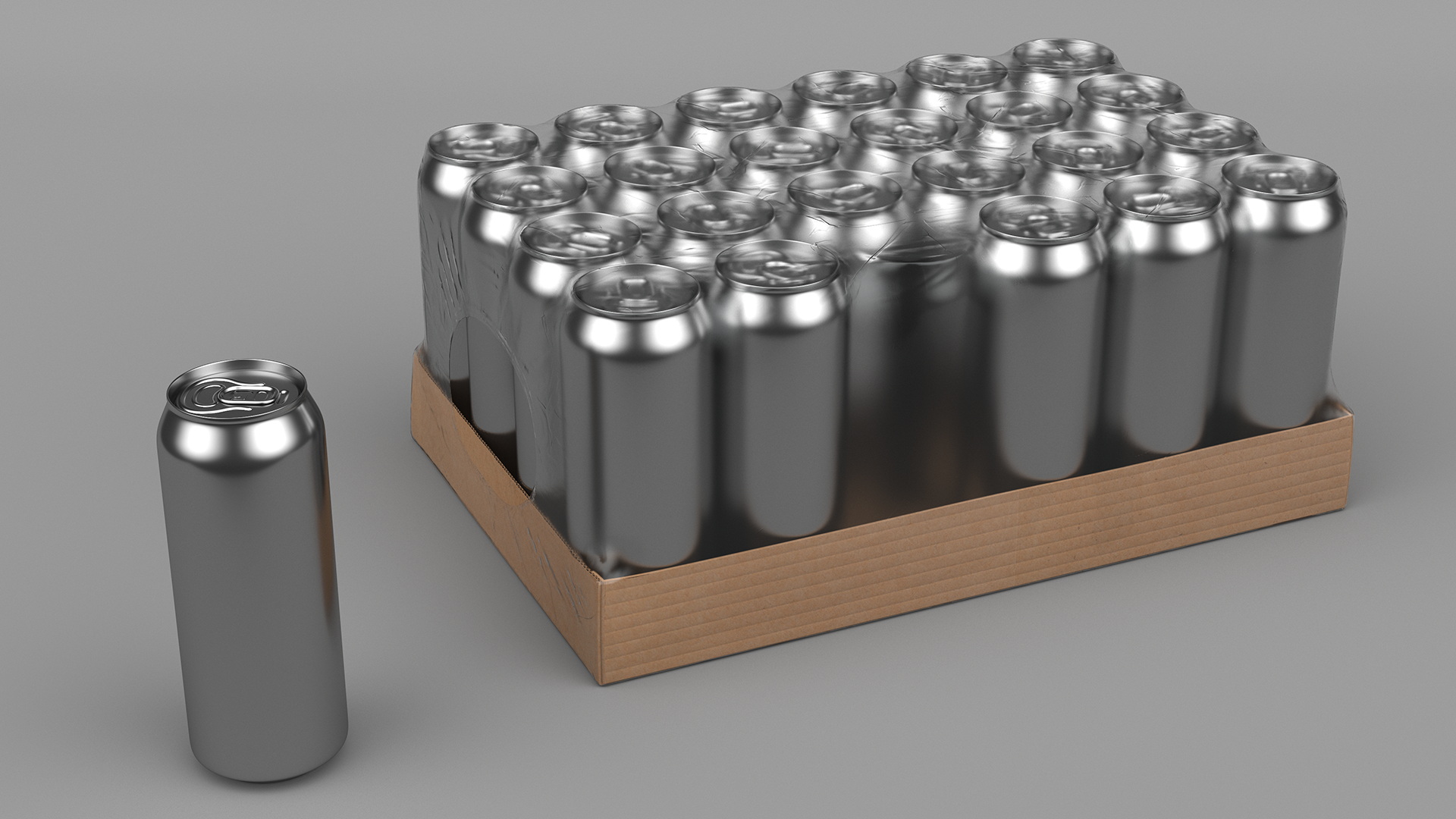 3D Transparent Pack with 24pcs 500ml Aluminium Cans model
