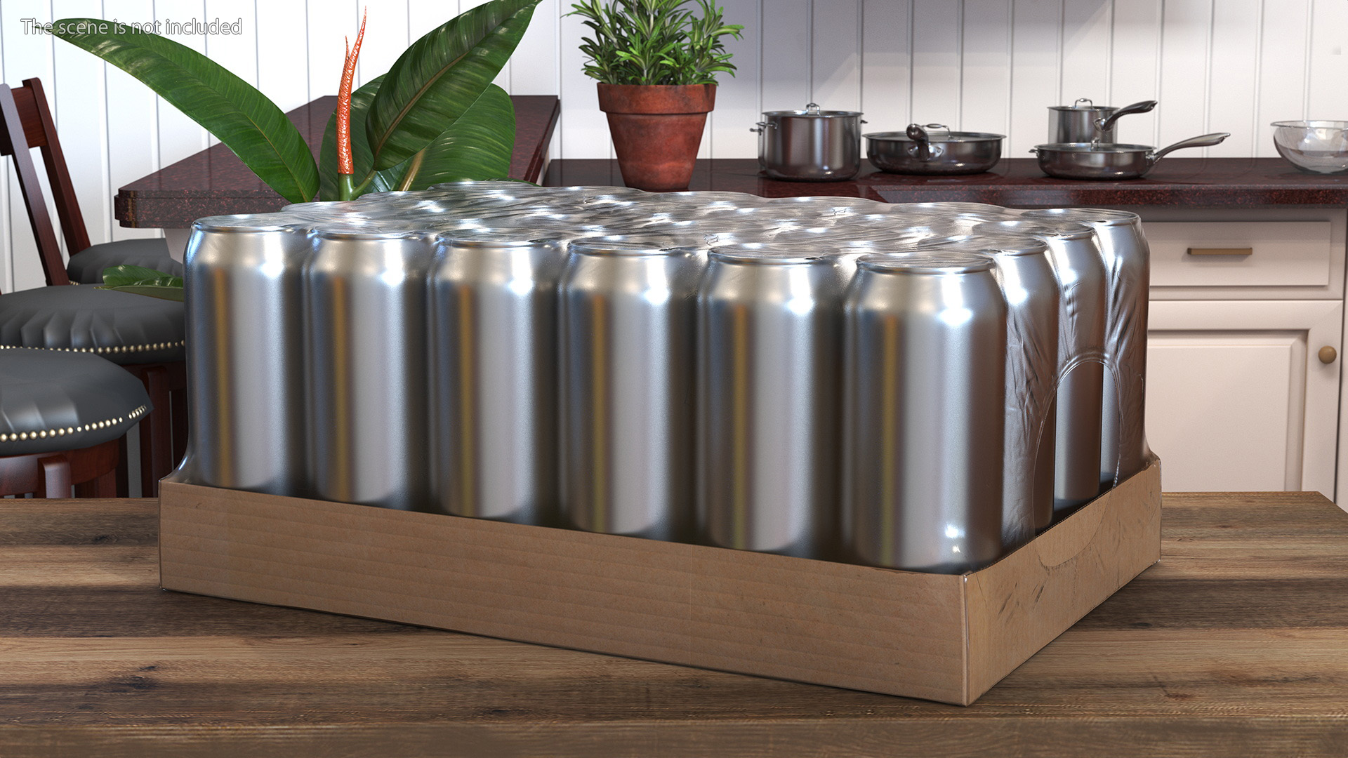3D Transparent Pack with 24pcs 500ml Aluminium Cans model