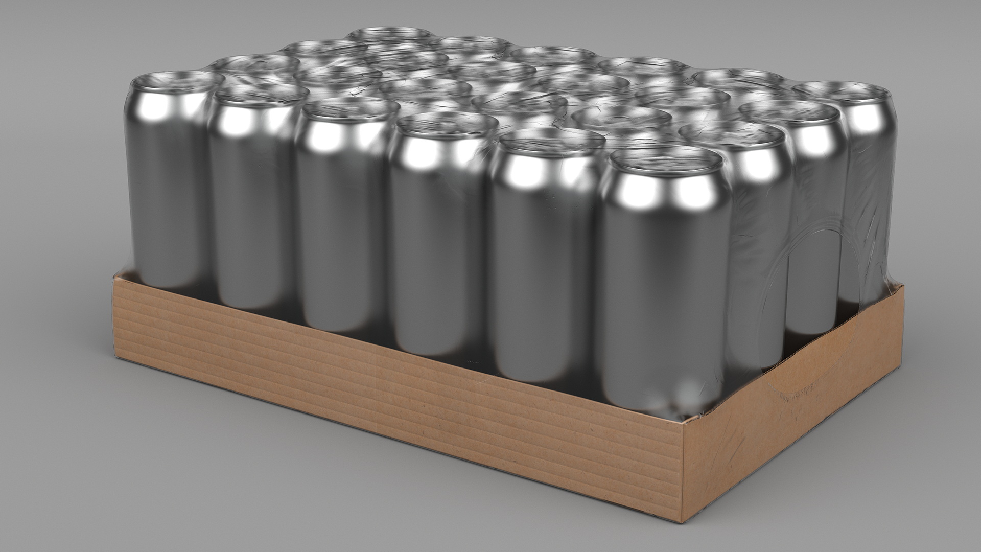 3D Transparent Pack with 24pcs 500ml Aluminium Cans model