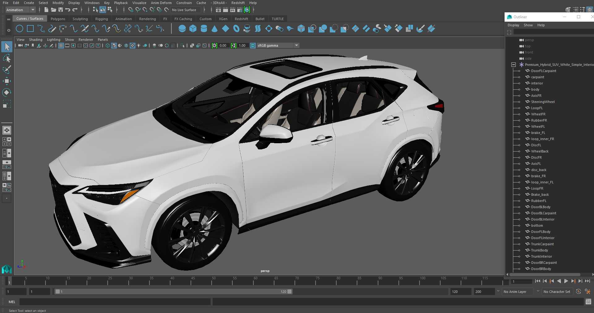3D model Premium Hybrid SUV White Simple Interior