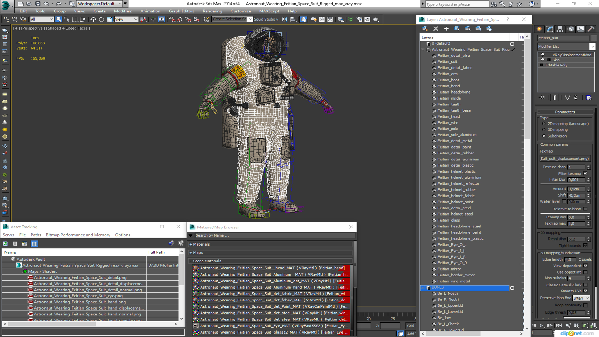 3D Astronaut Wearing Feitian Space Suit Rigged model
