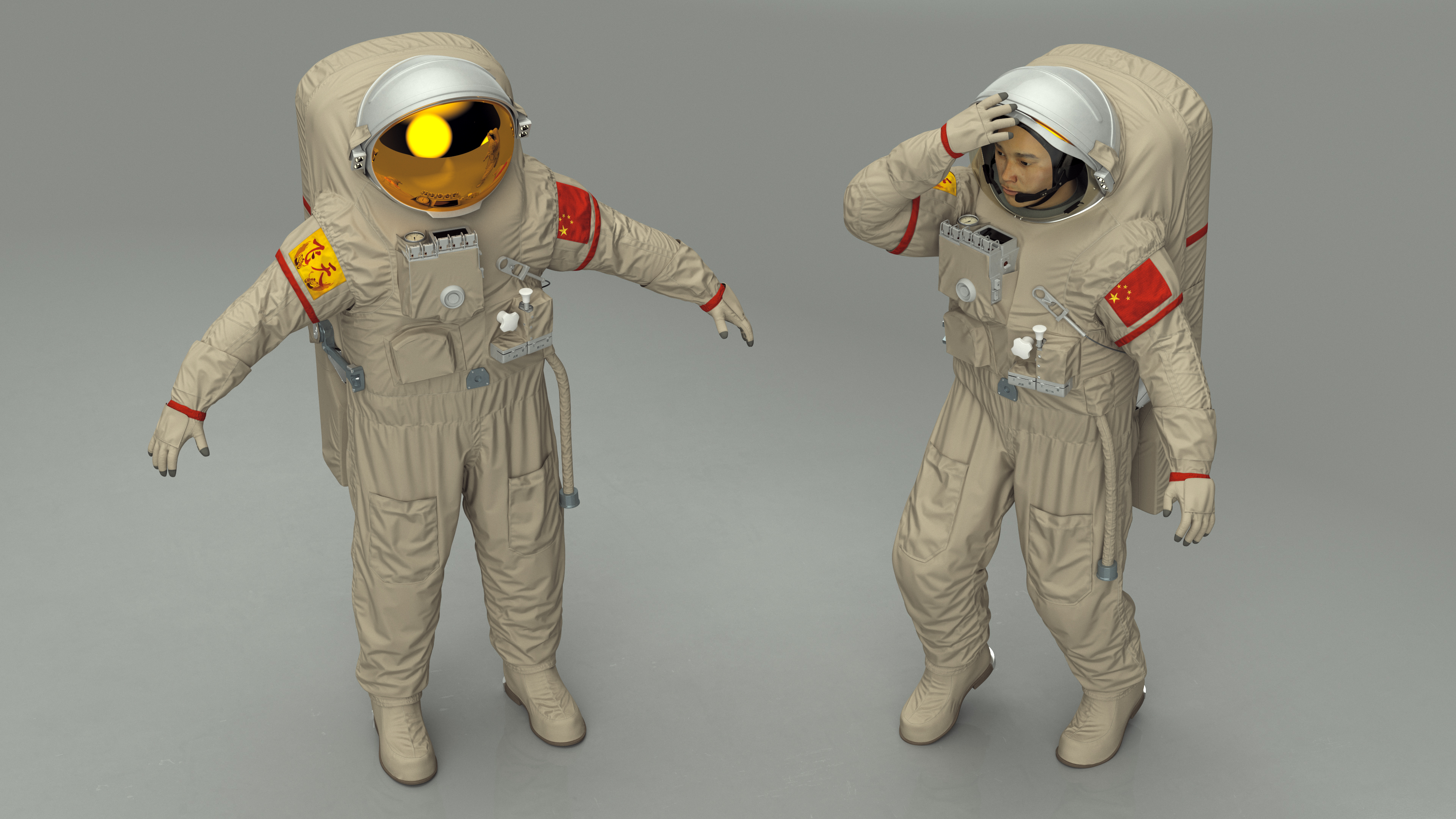 3D Astronaut Wearing Feitian Space Suit Rigged model