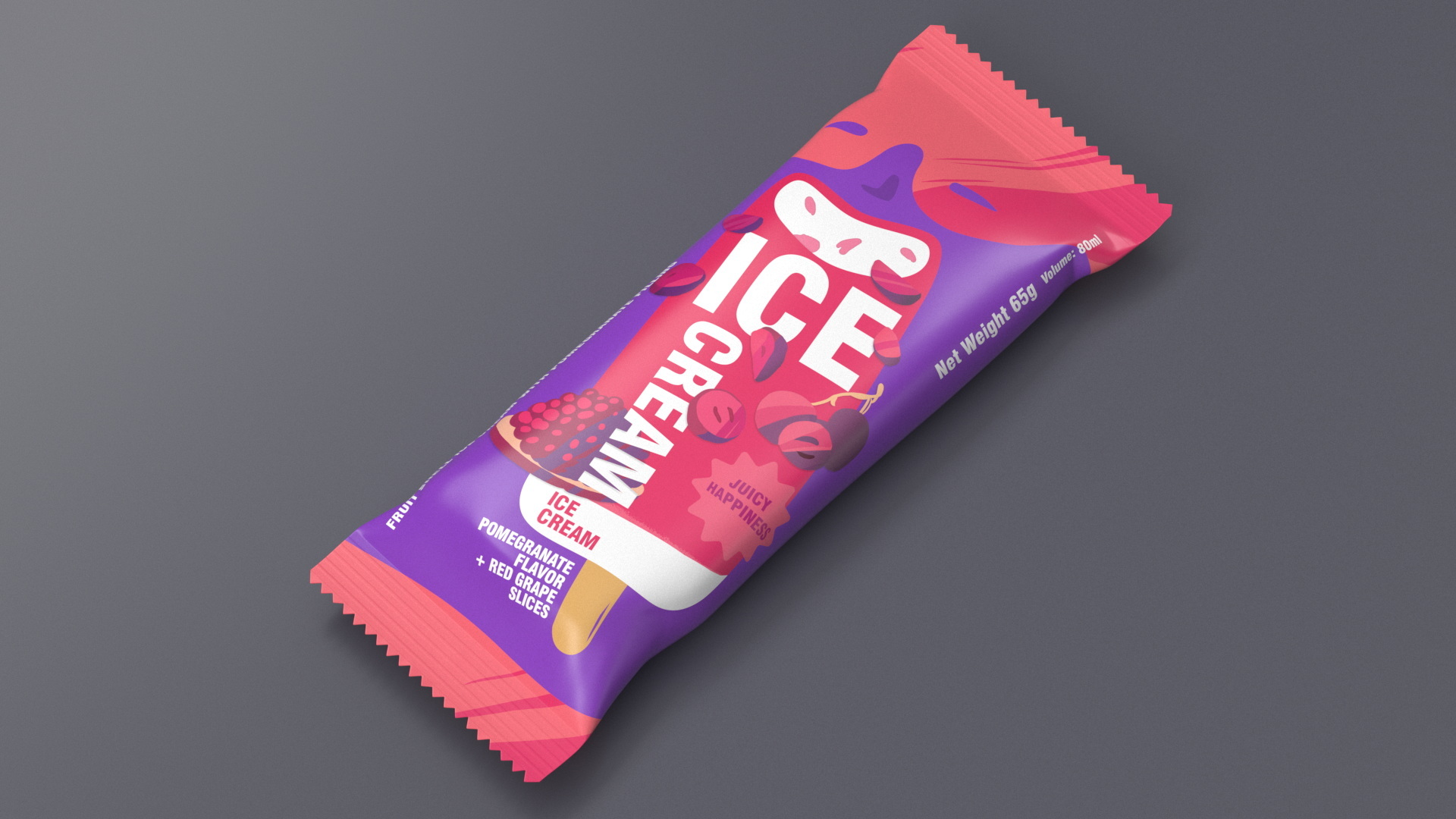 3D Pomegranate Ice Cream Packaging