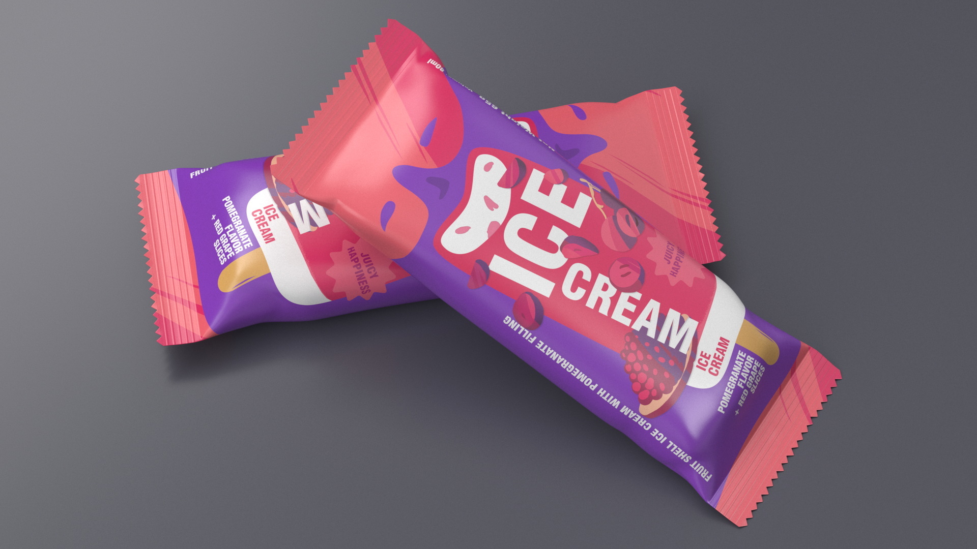 3D Pomegranate Ice Cream Packaging