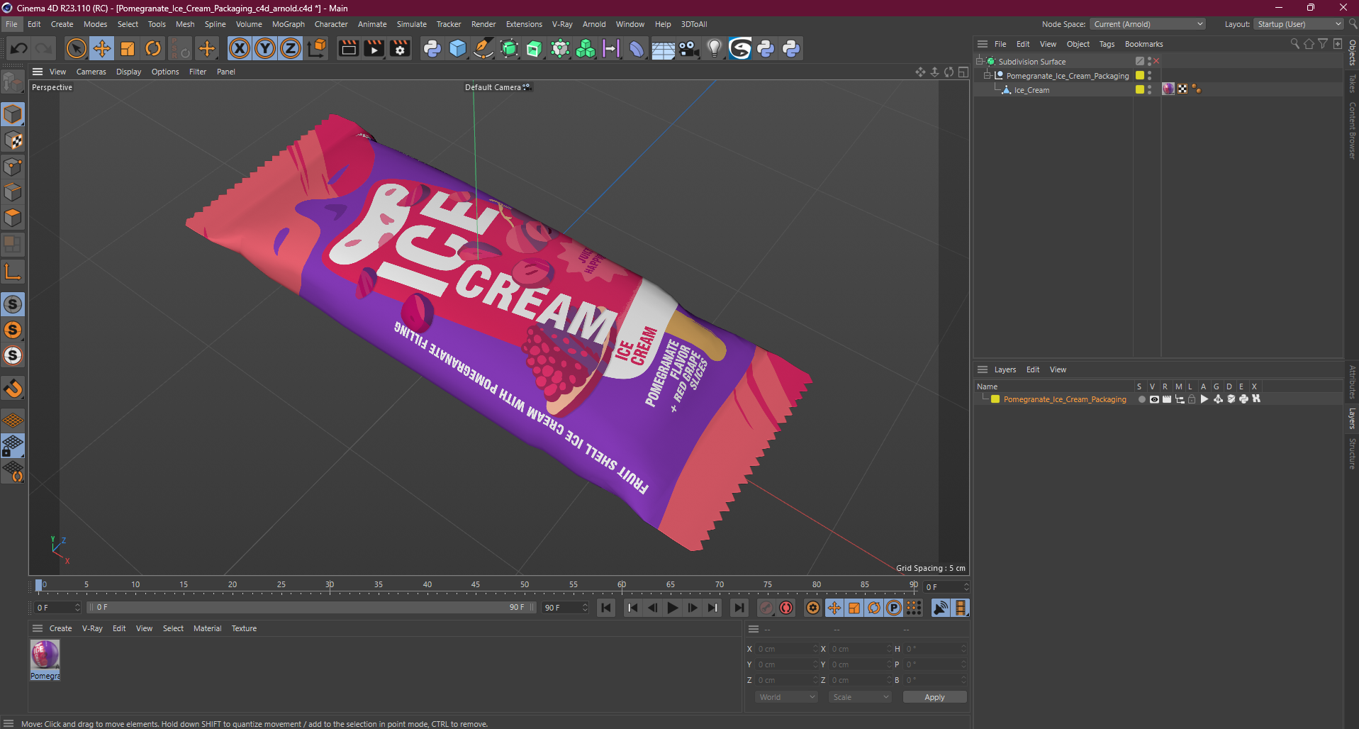 3D Pomegranate Ice Cream Packaging