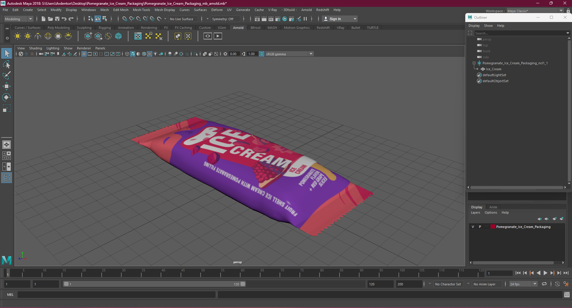 3D Pomegranate Ice Cream Packaging