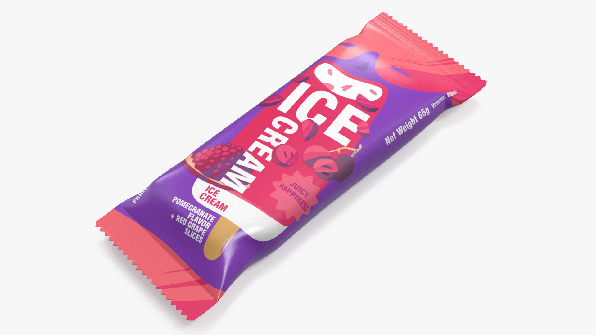 3D Pomegranate Ice Cream Packaging