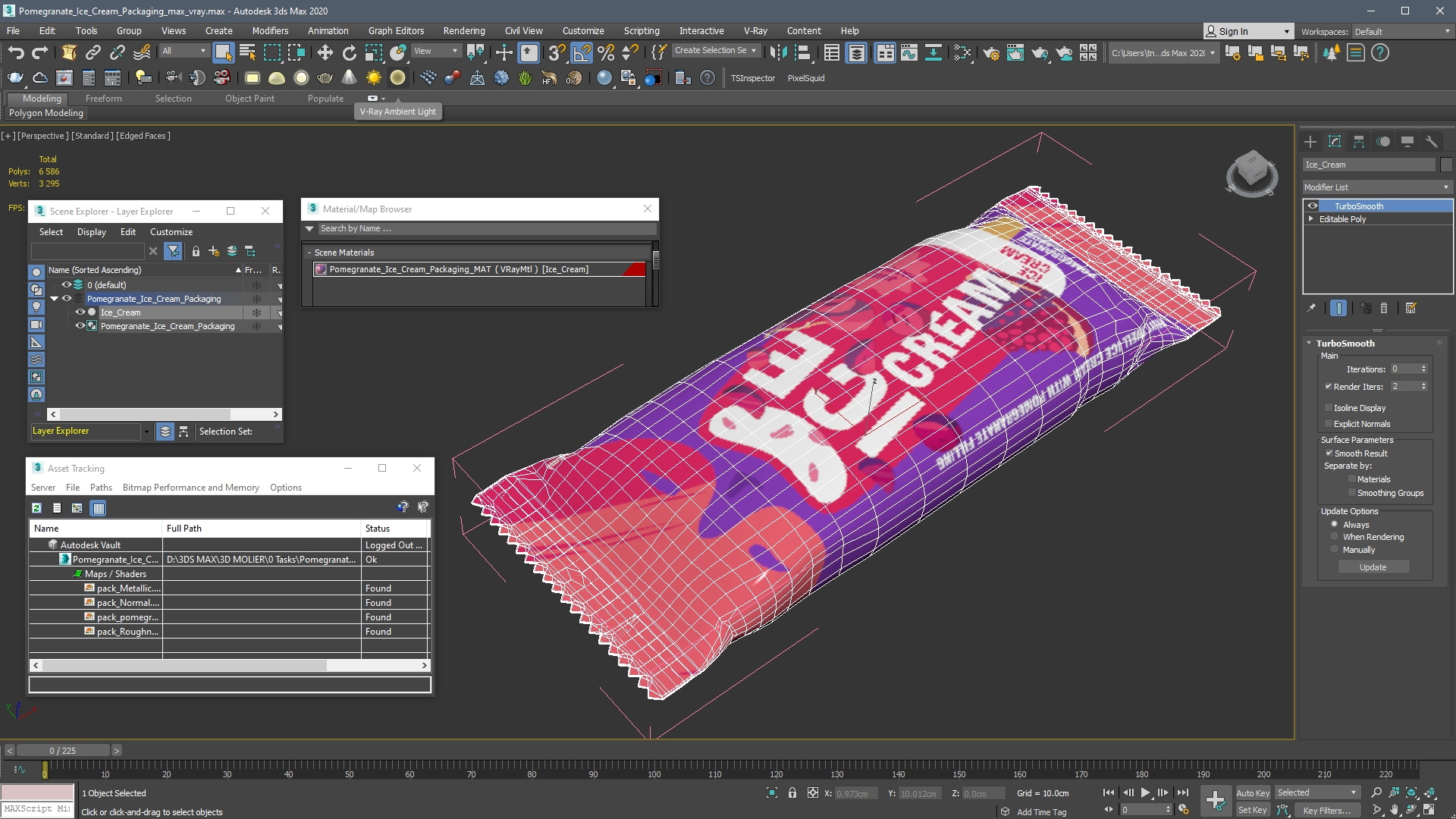 3D Pomegranate Ice Cream Packaging