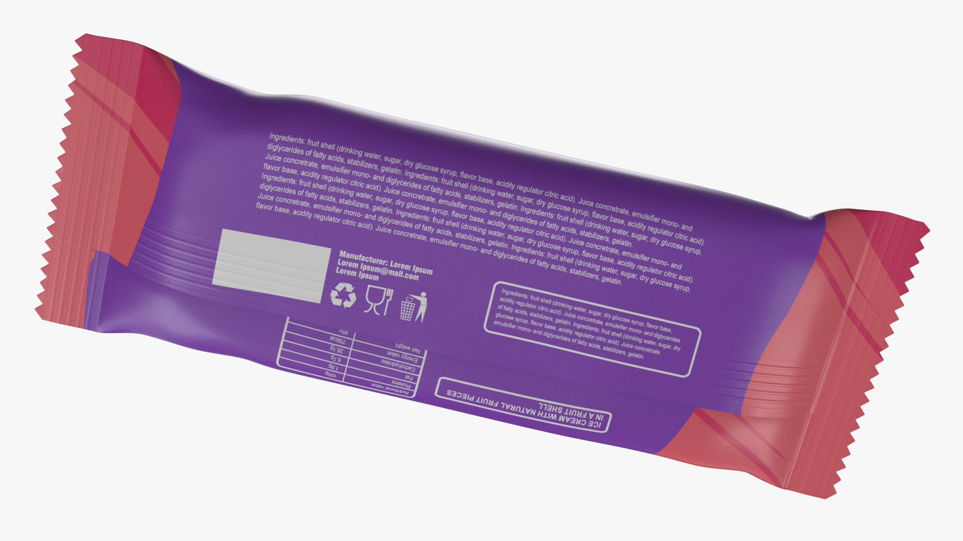3D Pomegranate Ice Cream Packaging