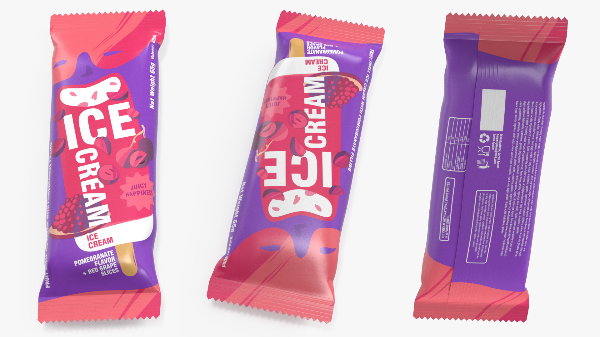 3D Pomegranate Ice Cream Packaging