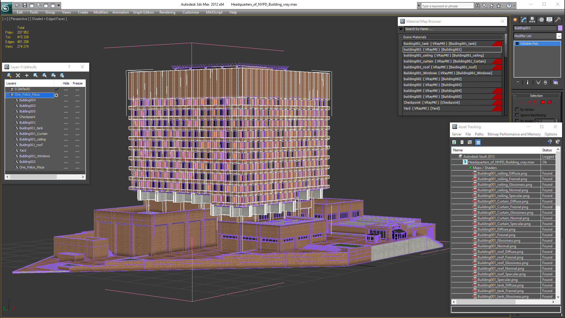 Headquarters of NYPD Building 3D model