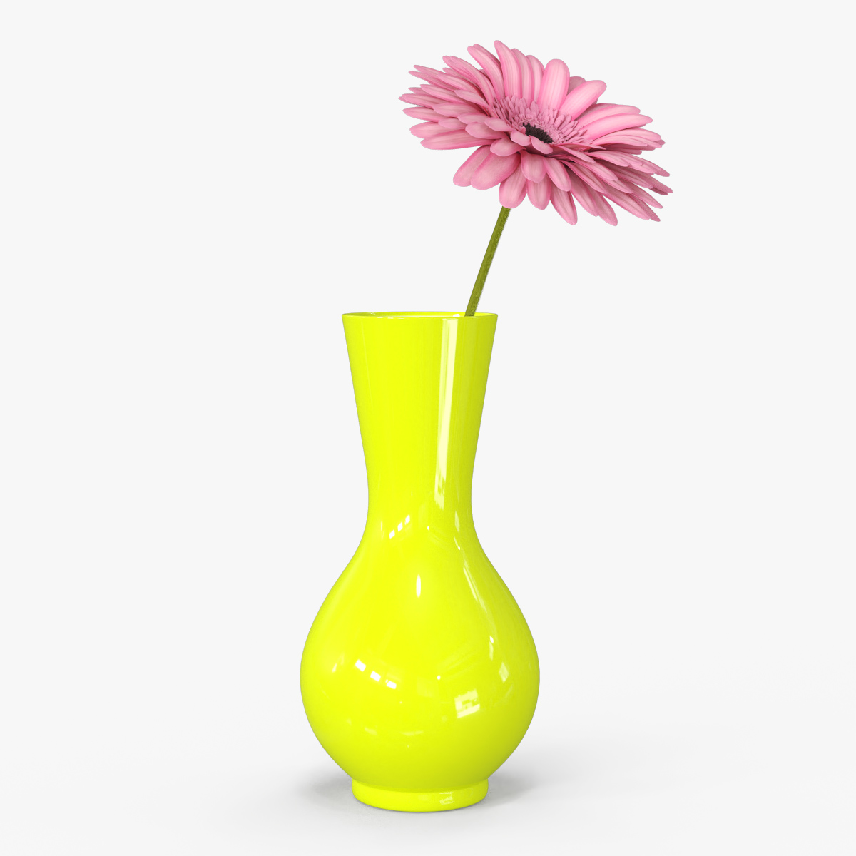 Pink Gerbera Flower In Vase