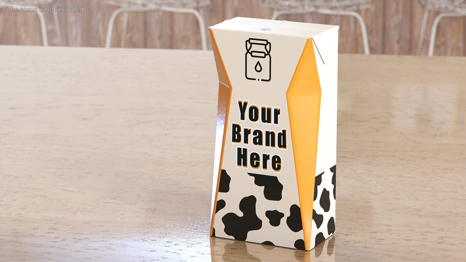 3D model Small Aseptic Carton with Straw Hole Mockup Yellow