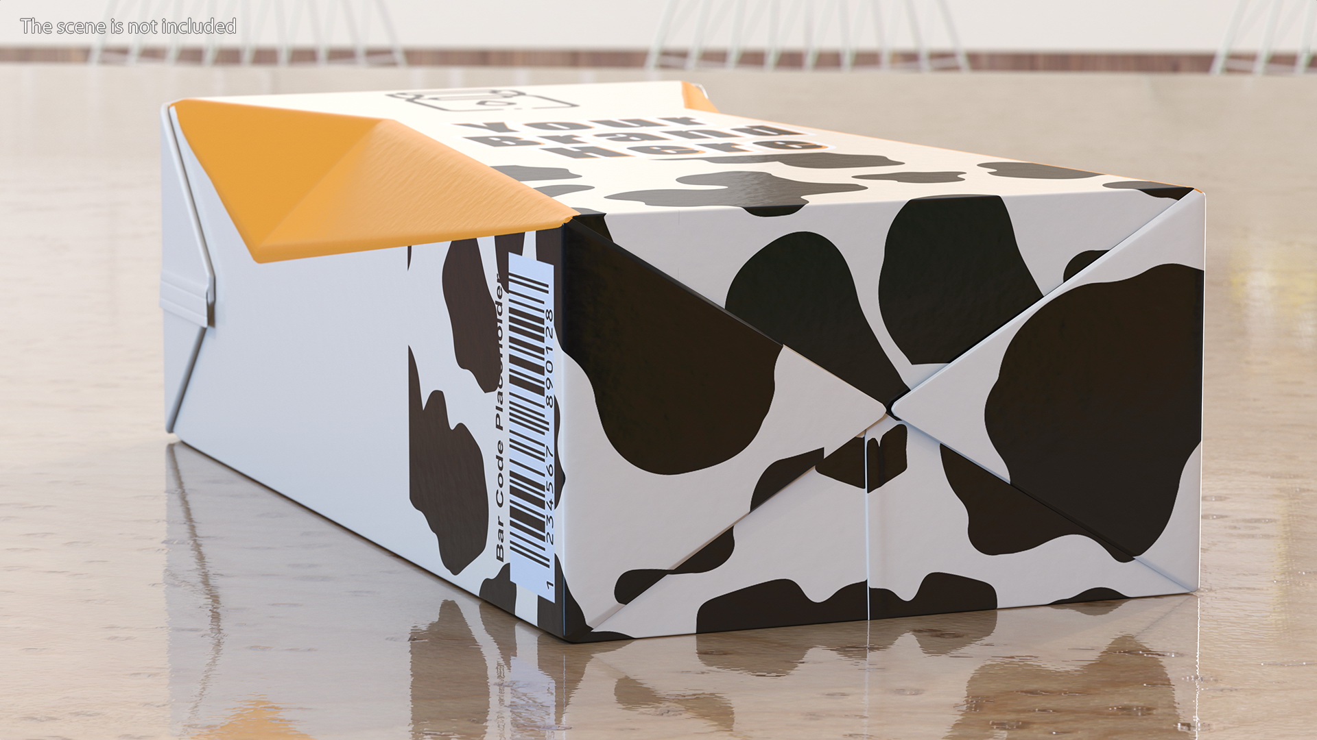 3D model Small Aseptic Carton with Straw Hole Mockup Yellow