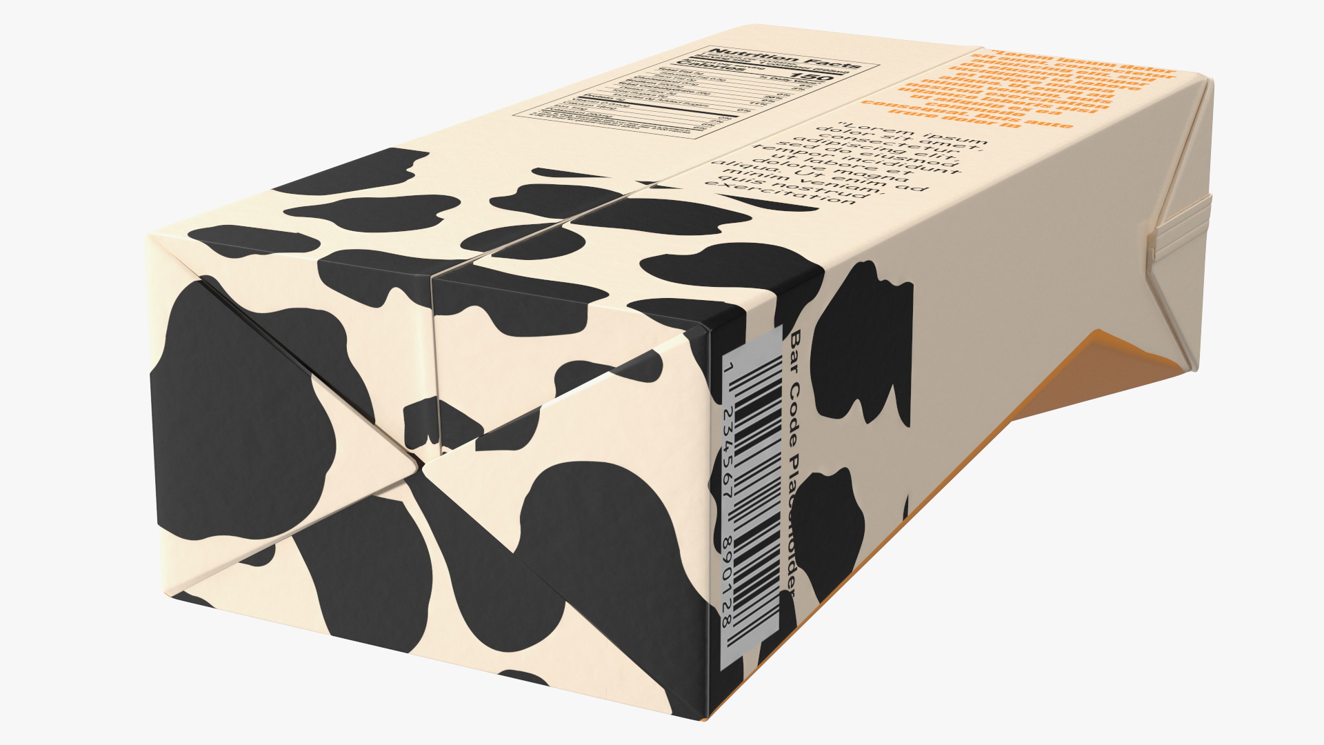 3D model Small Aseptic Carton with Straw Hole Mockup Yellow