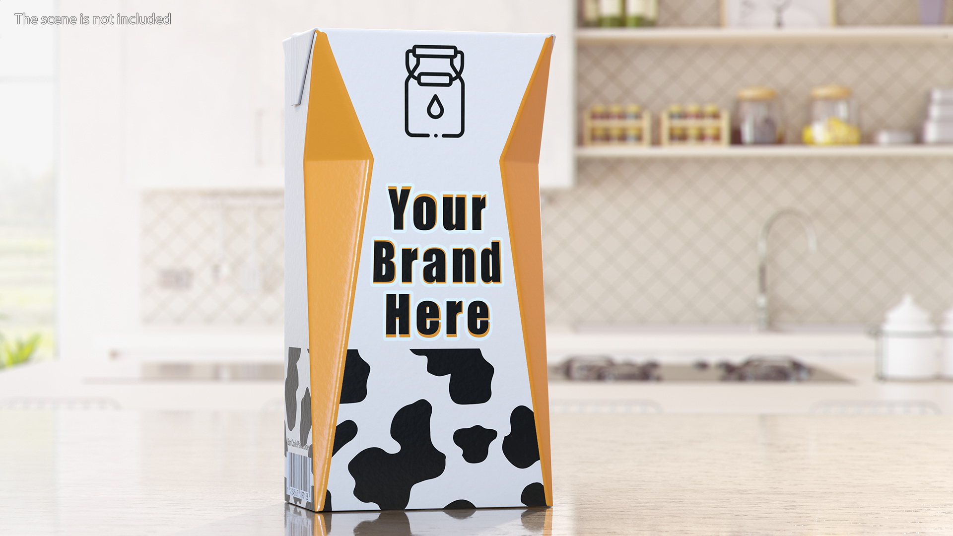 3D model Small Aseptic Carton with Straw Hole Mockup Yellow