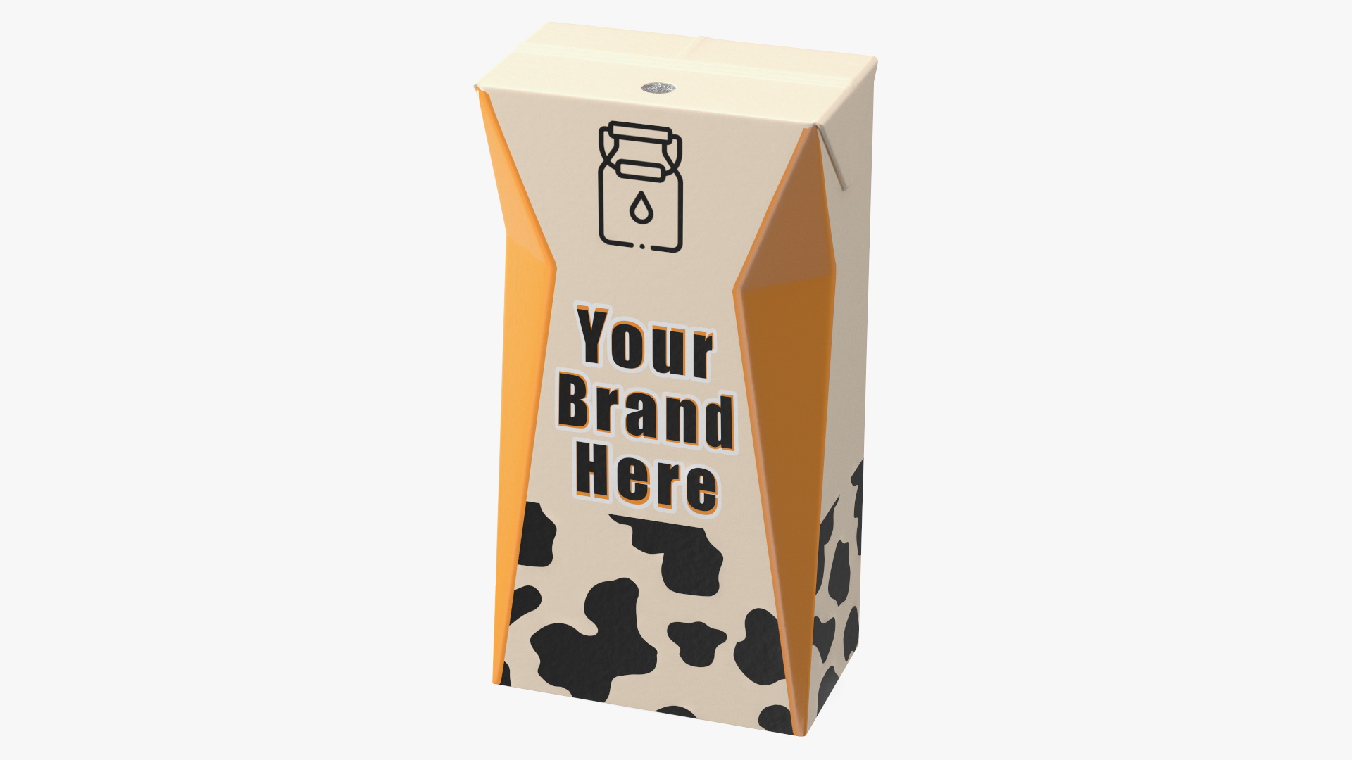 3D model Small Aseptic Carton with Straw Hole Mockup Yellow
