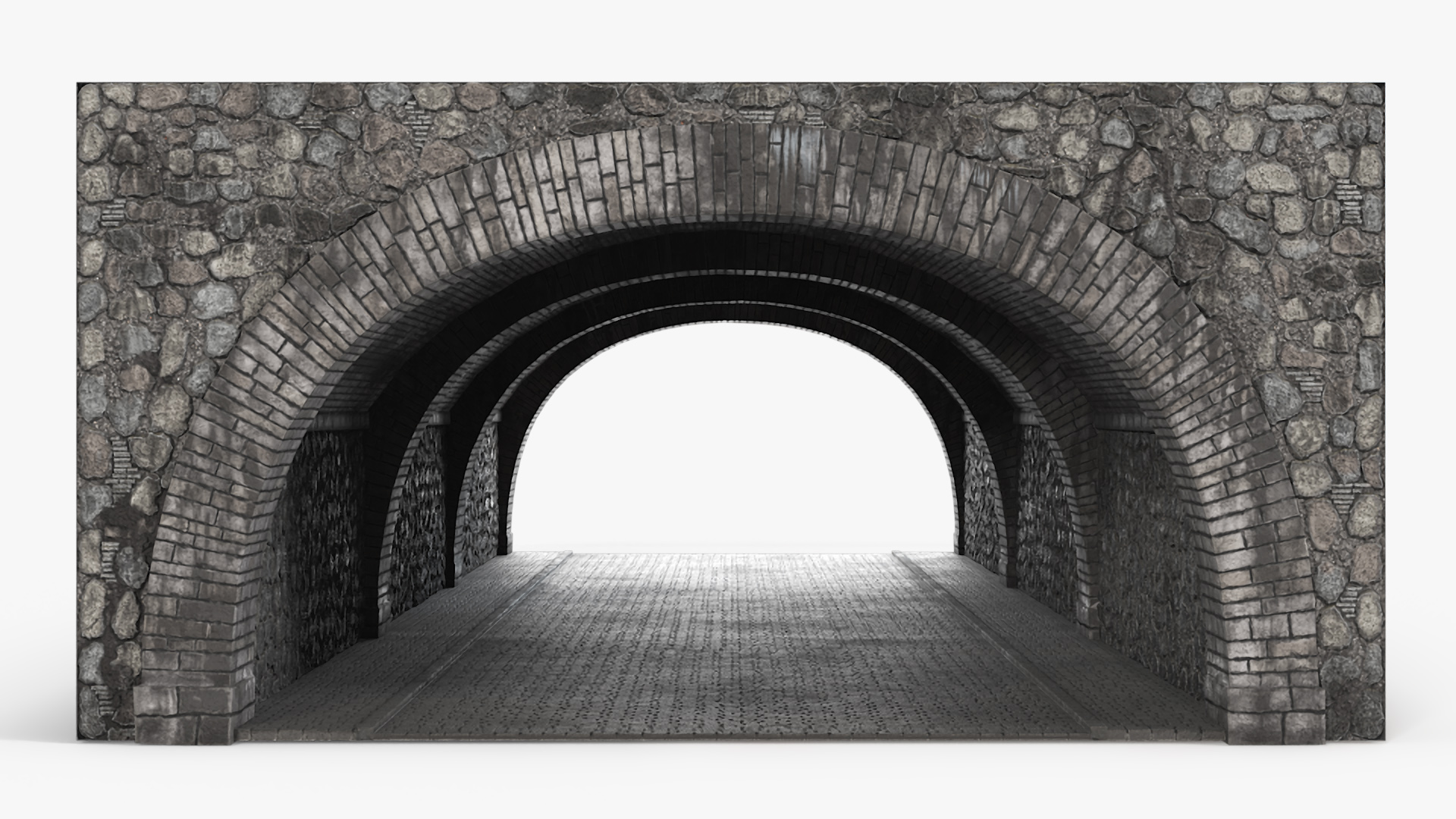 Town Road Stone Tunnel 3D
