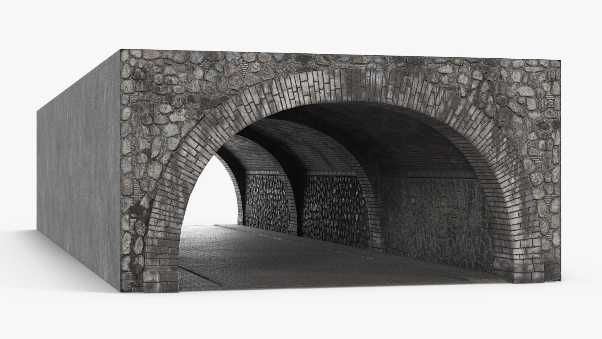 Town Road Stone Tunnel 3D
