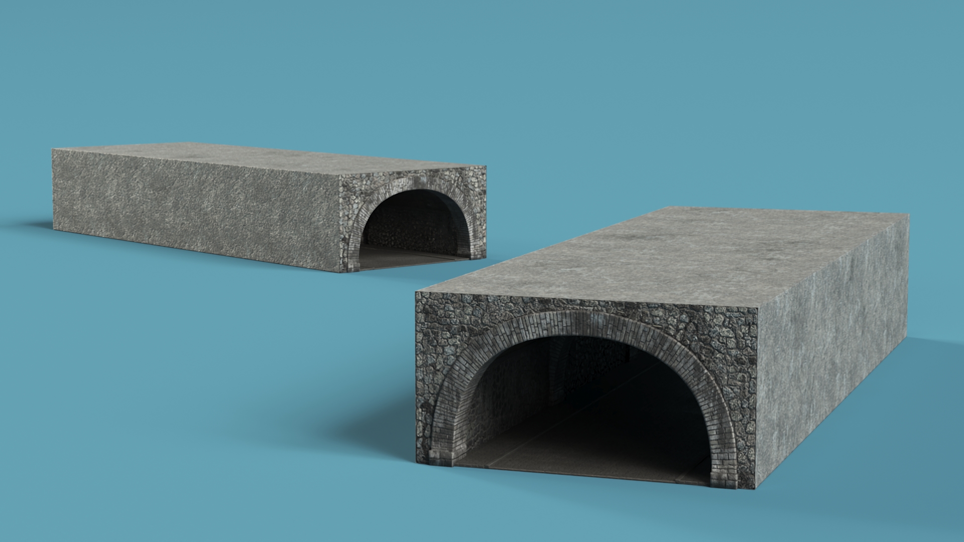 Town Road Stone Tunnel 3D