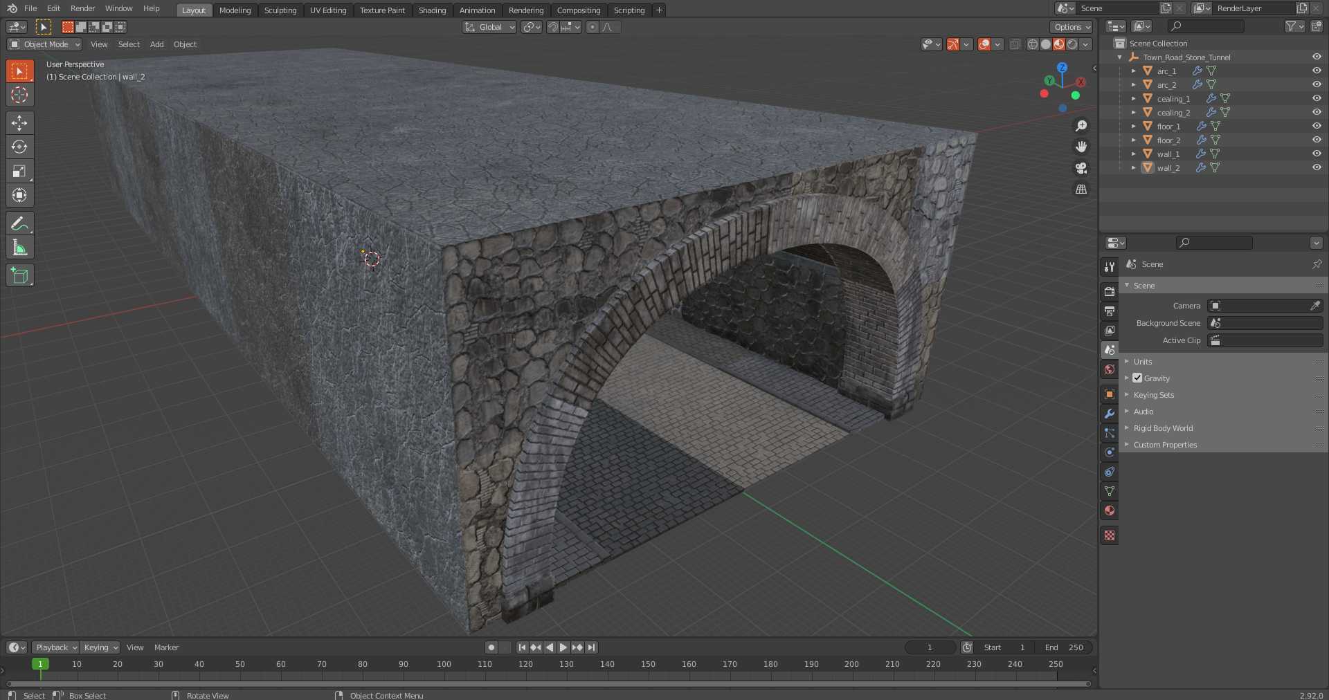 Town Road Stone Tunnel 3D