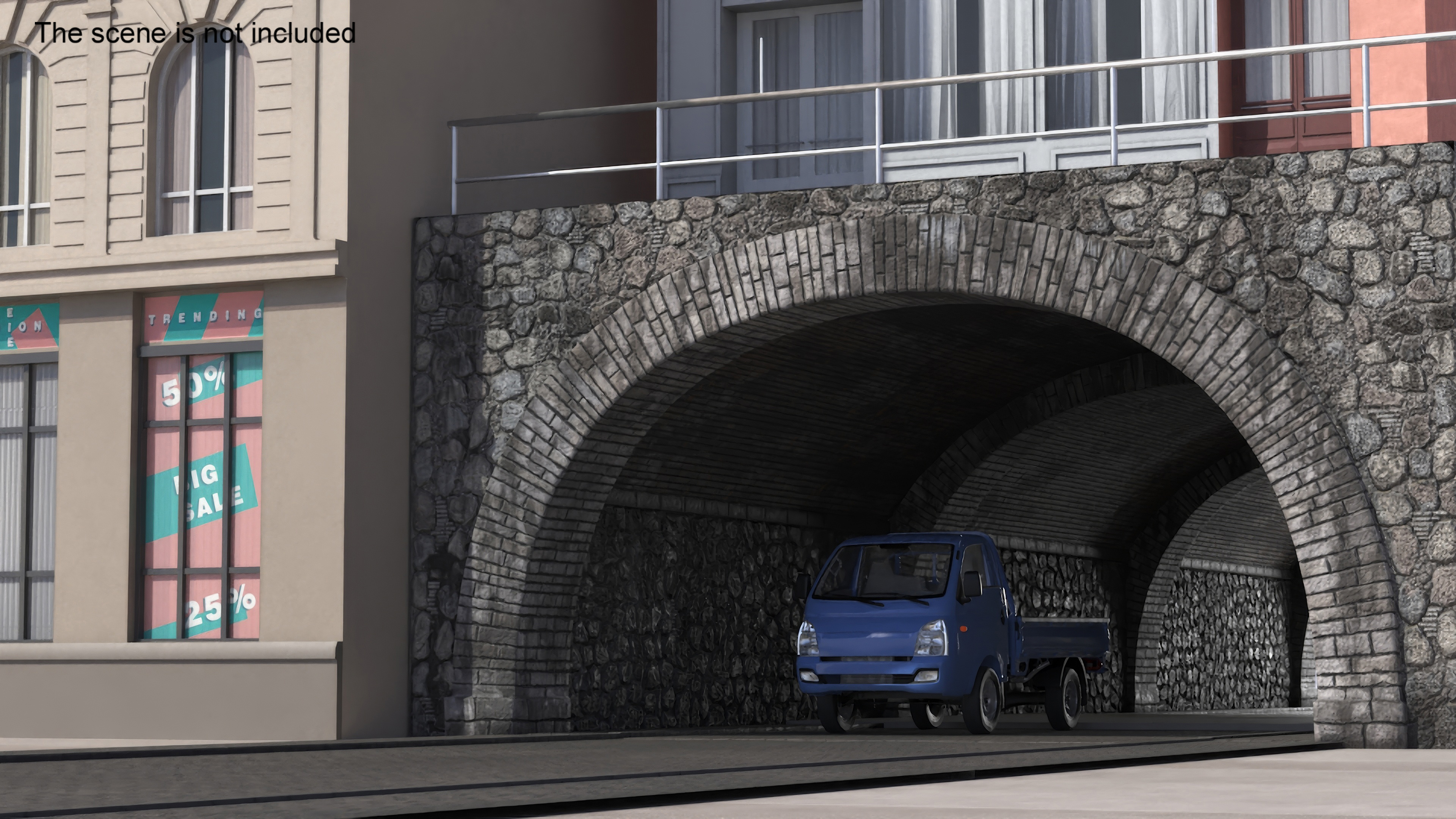 Town Road Stone Tunnel 3D